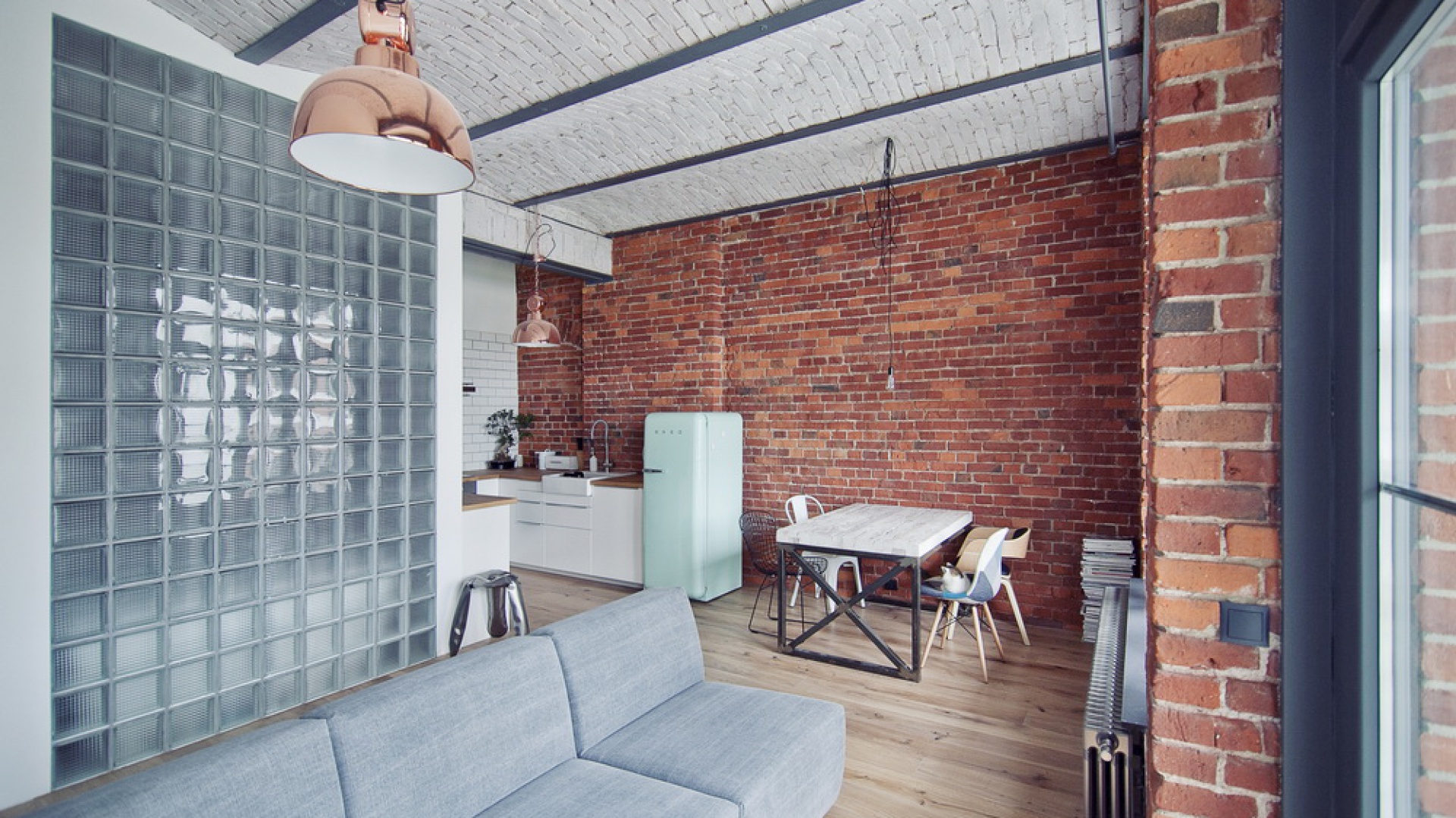 Wnętrze w stylu loft Modne mieszkanie we Wrocławiu