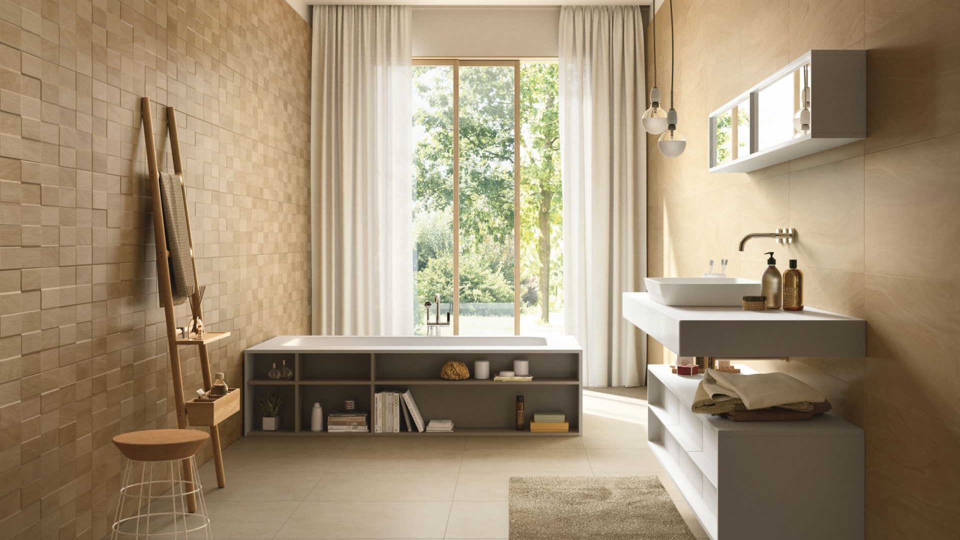 Nowość marki Marazzi Ragno: kolekcja Natural Form to płytki inspirowane urodą kamienia naturalnego i formą kamiennej mozaiki, która zapewnia ceramicznej okładzinie trójwymiarową fakturę. Fot. Marazzi/Ragno.