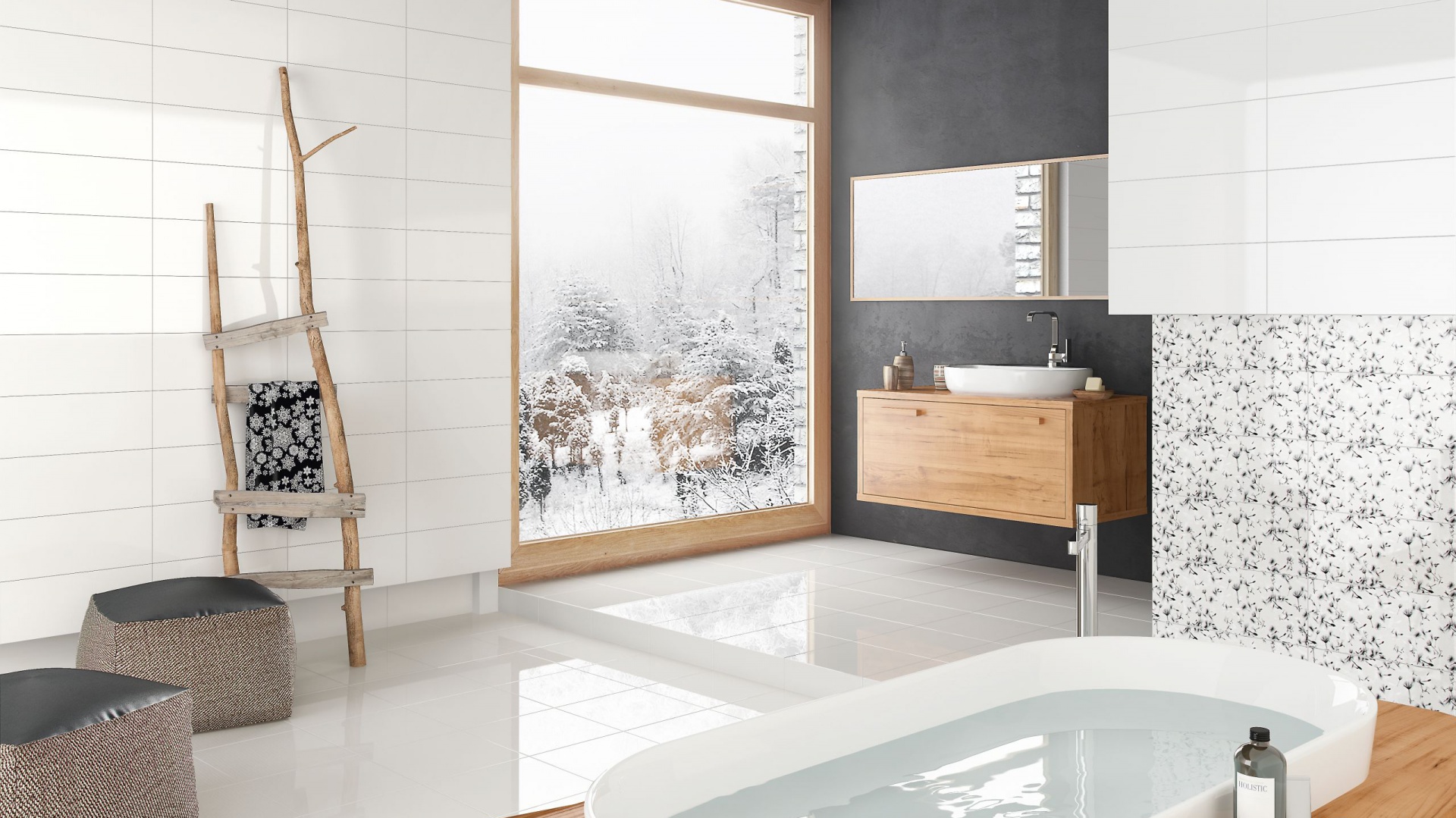 Łazienka inspirowana zimą – wnętrza z klimatem