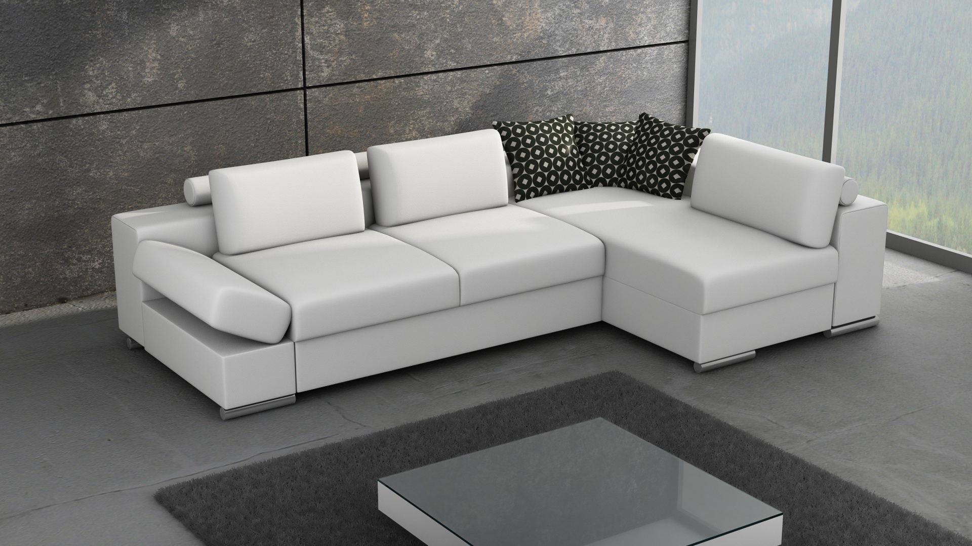 Narożnik Castello Lux marki Caya Design jest synonimem nowoczesnego wzornictwa połączonego z funkcjonalnością. Wysoki komfort siedziska zapewnia system sprężyn i wysokoelastycznych pianek HR oraz wzmocnienia z elastycznych pasów. Oparcie mebla, w formie poduszek może być wypełnione albo bardzo miękkim wsadem z silikonu albo gęsim pierzem. Występuje jako: narożnik L i P, sofa 3 i 2-osobowa, fotel i pufa. Fot. Caya Design.