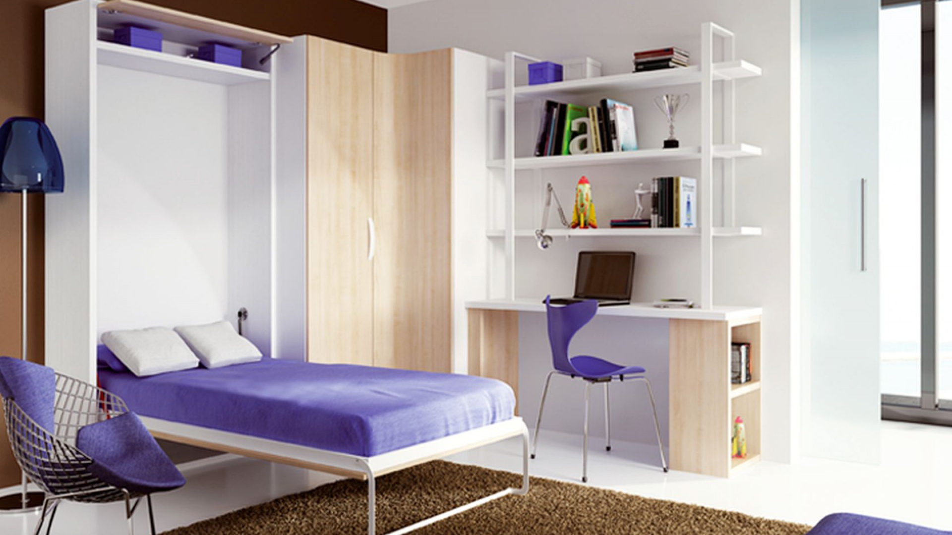 W niewielkim wnętrzu sprawdzi się tapczan chowany w szafie. Dzięki temu w ciągu dnia w pokoju nastolatki będzie więcej wolniej przestrzeni. Fot. Circulo Muebles.
