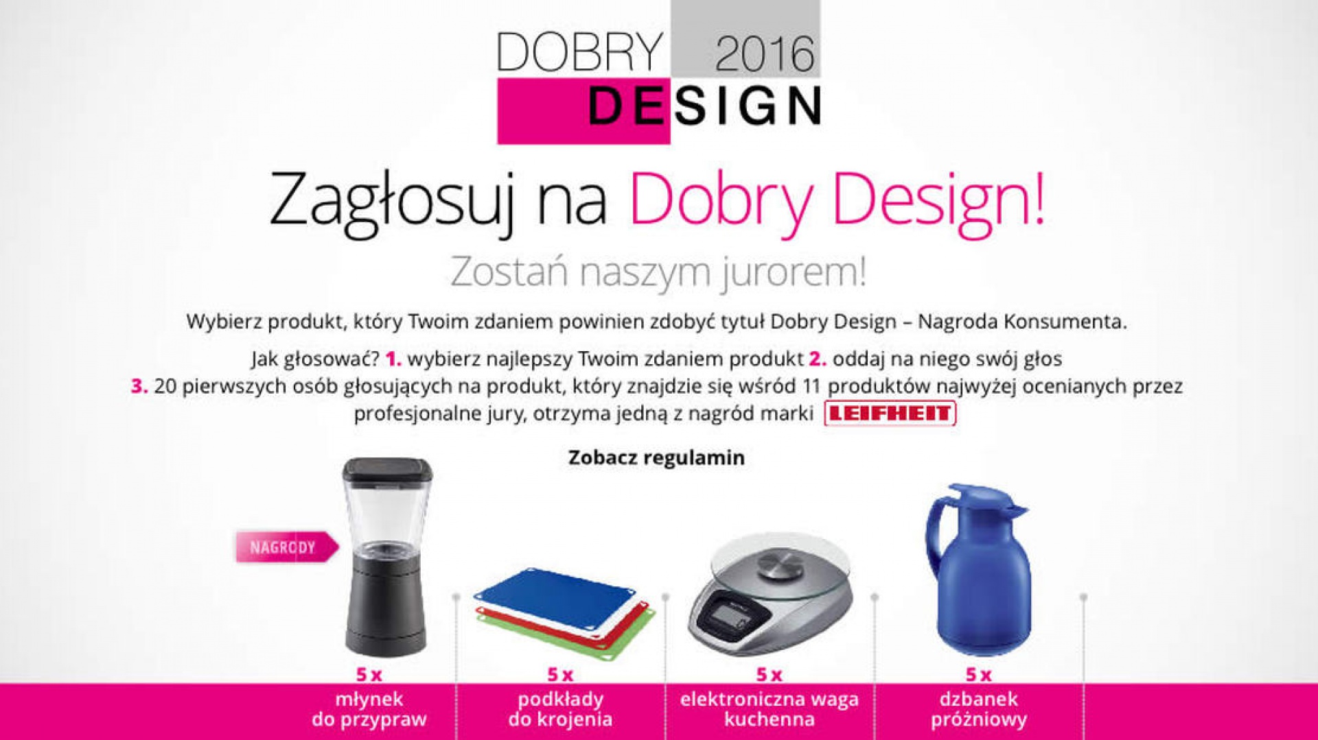 Konkurs - zagłosuj na Dobry Design 2016
