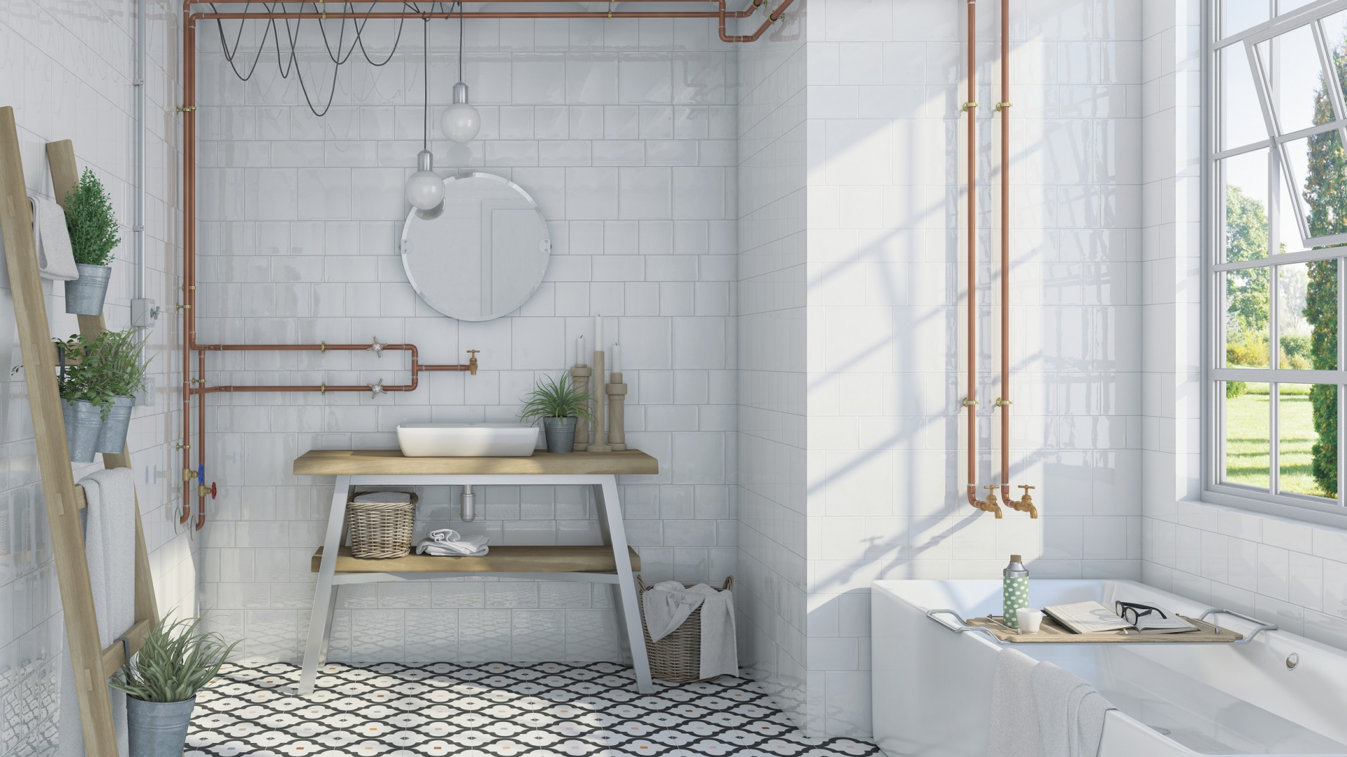 Biel w stylu vintage - płytki ceramiczne Fusion firmy Vives Ceramica. Fot. Vives Ceramica.