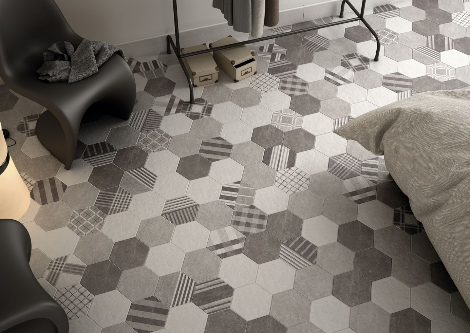 Płytki z kolekcji Hexatile Cement. Fot. Equipe Ceramicas