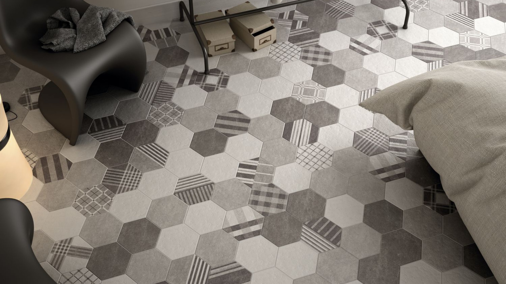 Płytki z kolekcji Hexatile Cement. Fot. Equipe Ceramicas