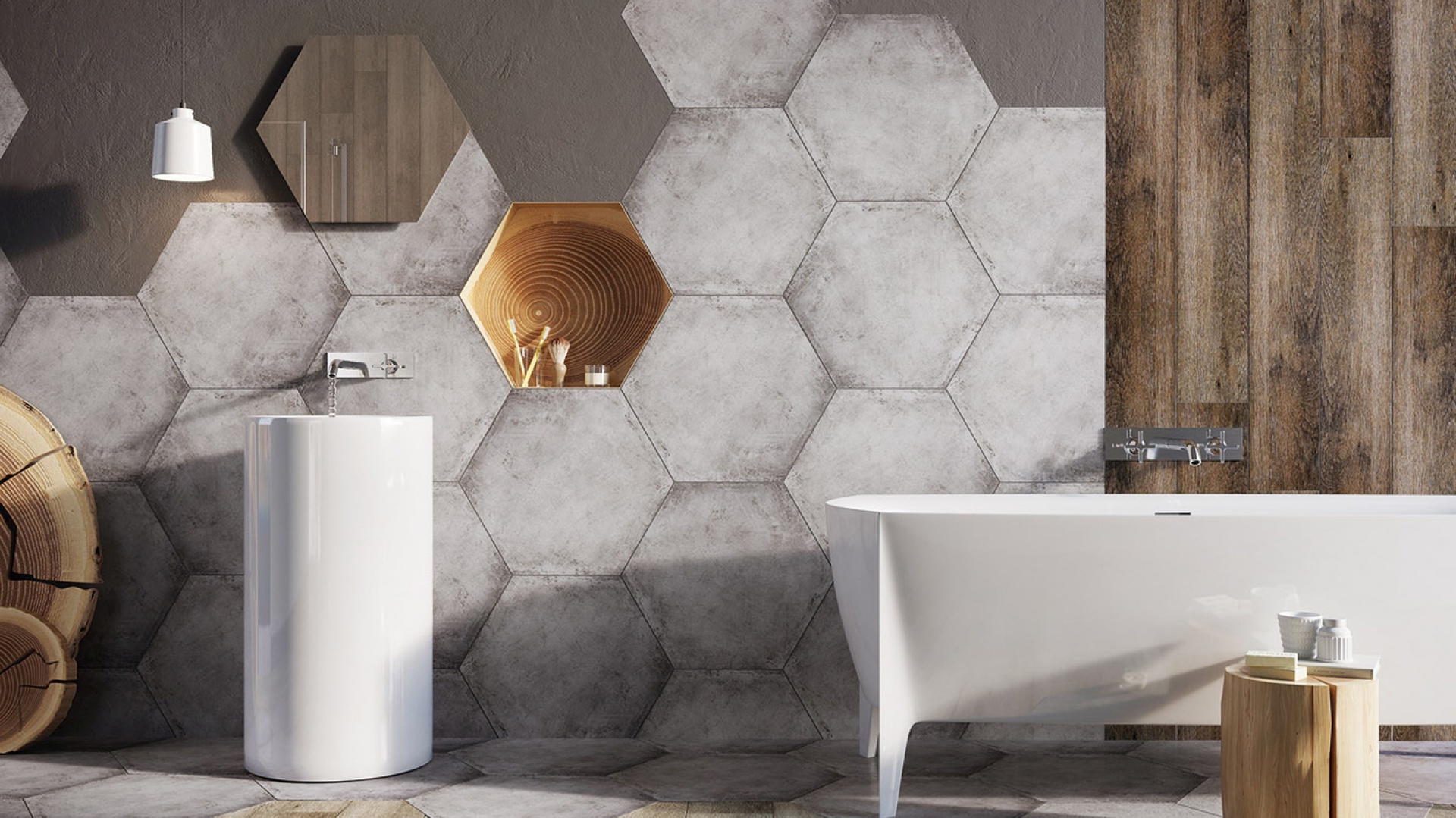 Płytki Ceramstic Hexon Madera.