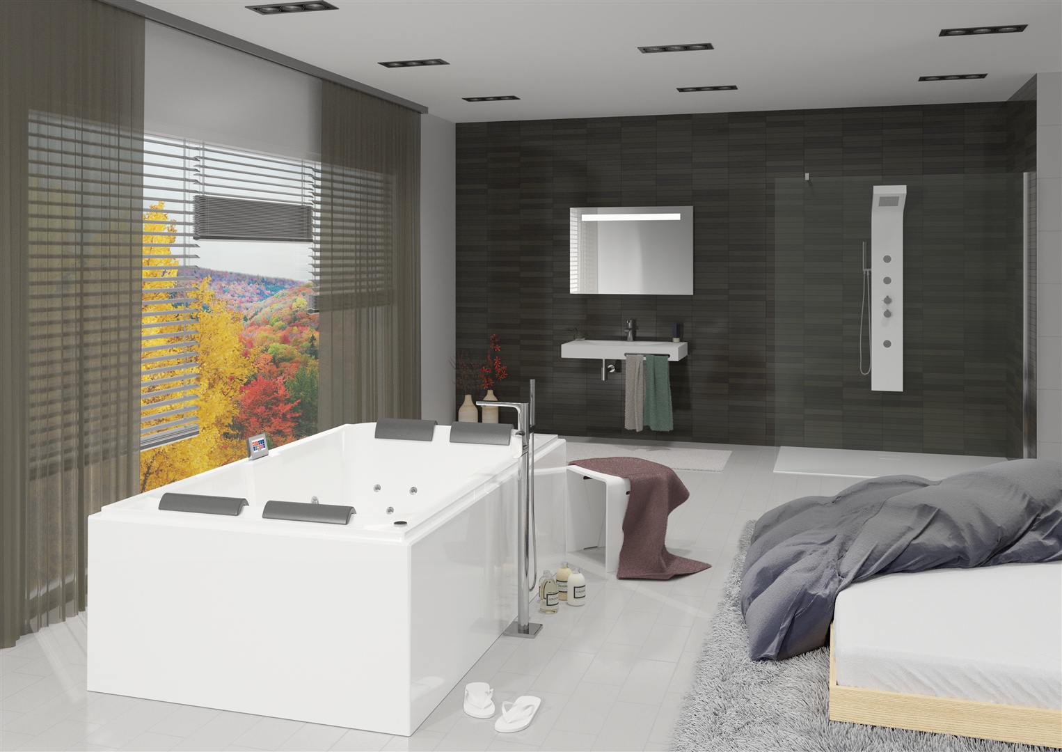 Laura to kilkuosobowa wanna z hydromasażem, która idealnie sprawdzi się w nowoczesnej łazience, a jednocześnie da nam prawdziwy komfort w stylu spa. Proste linie wanny zapewnią spokojną atmosferę w łazience. 6 potężnych maksidysz Hydro oraz 12 minidysz umożliwia korzystanie z dobrodziejstw hydromasażu więcej niż jednej osobie jednocześnie. Fot. Riho.
