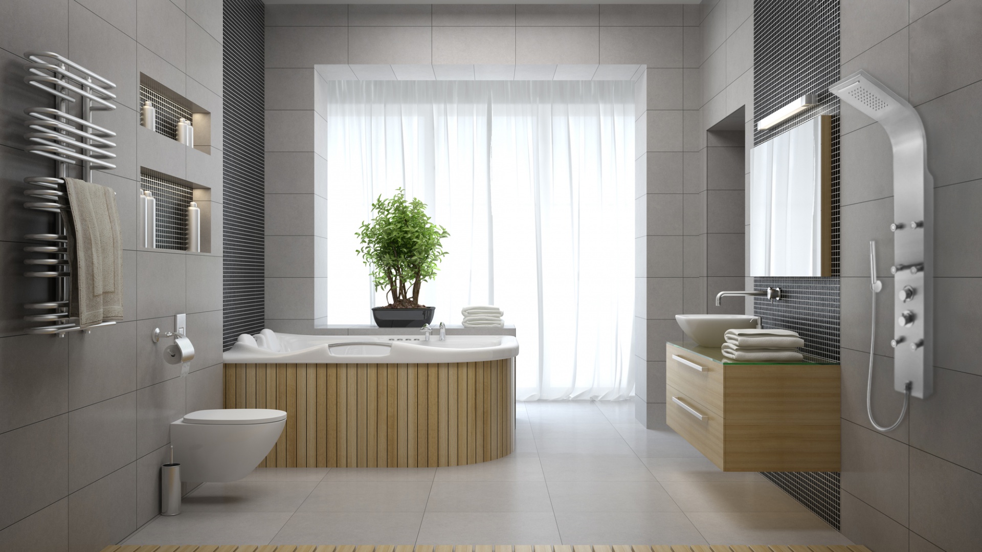 Wodospad w łazience – panel prysznicowy z hydromasażem i kaskadą