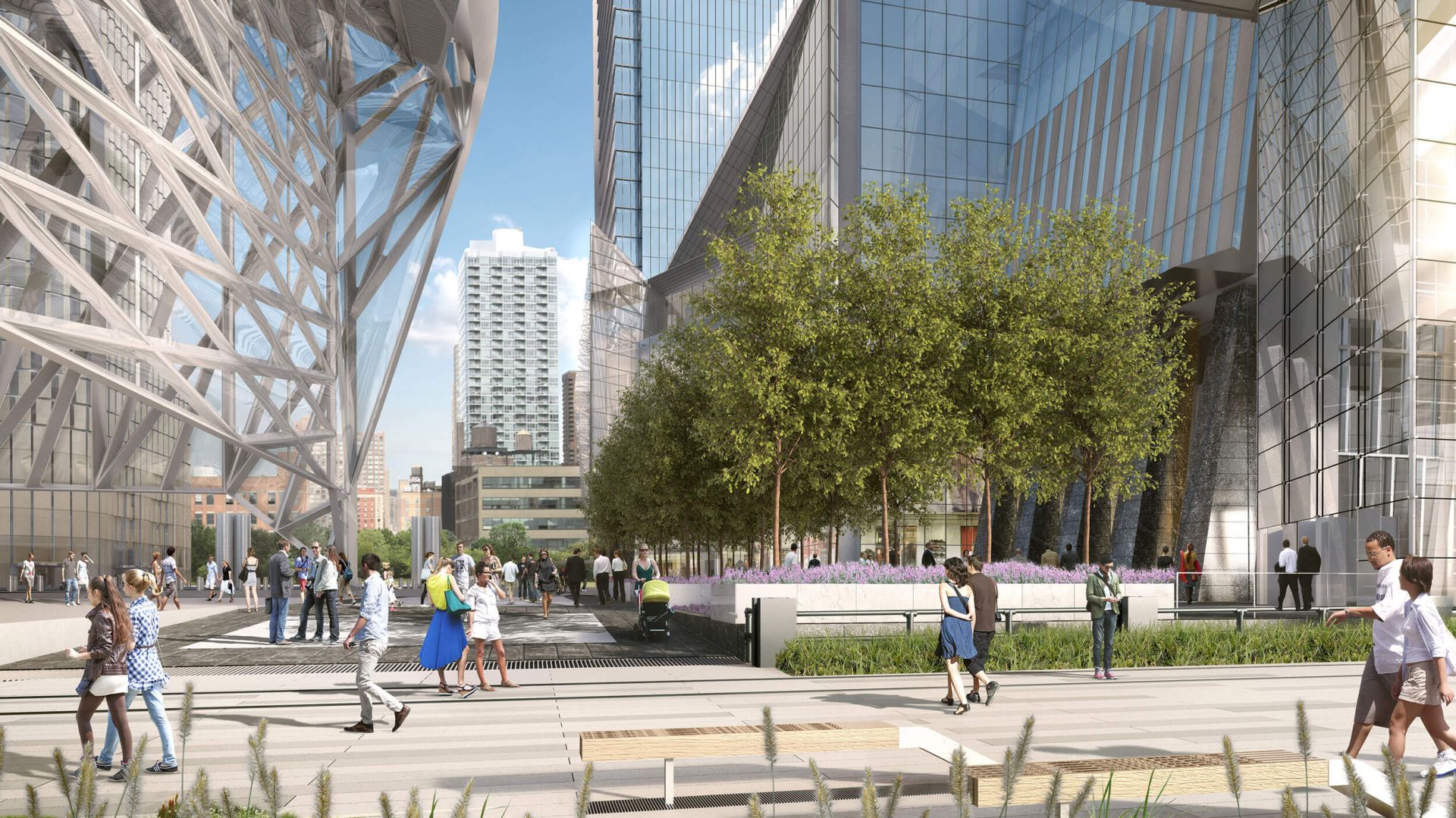 Hudson Yards to mające powstać w Nowy Jorku, na Manhattanie smartosiedle, w którym dzięki inteligentnym technologiom będzie można zarządzać... nawet ruchem pieszych. Fot. materiały prasowe dewelopera