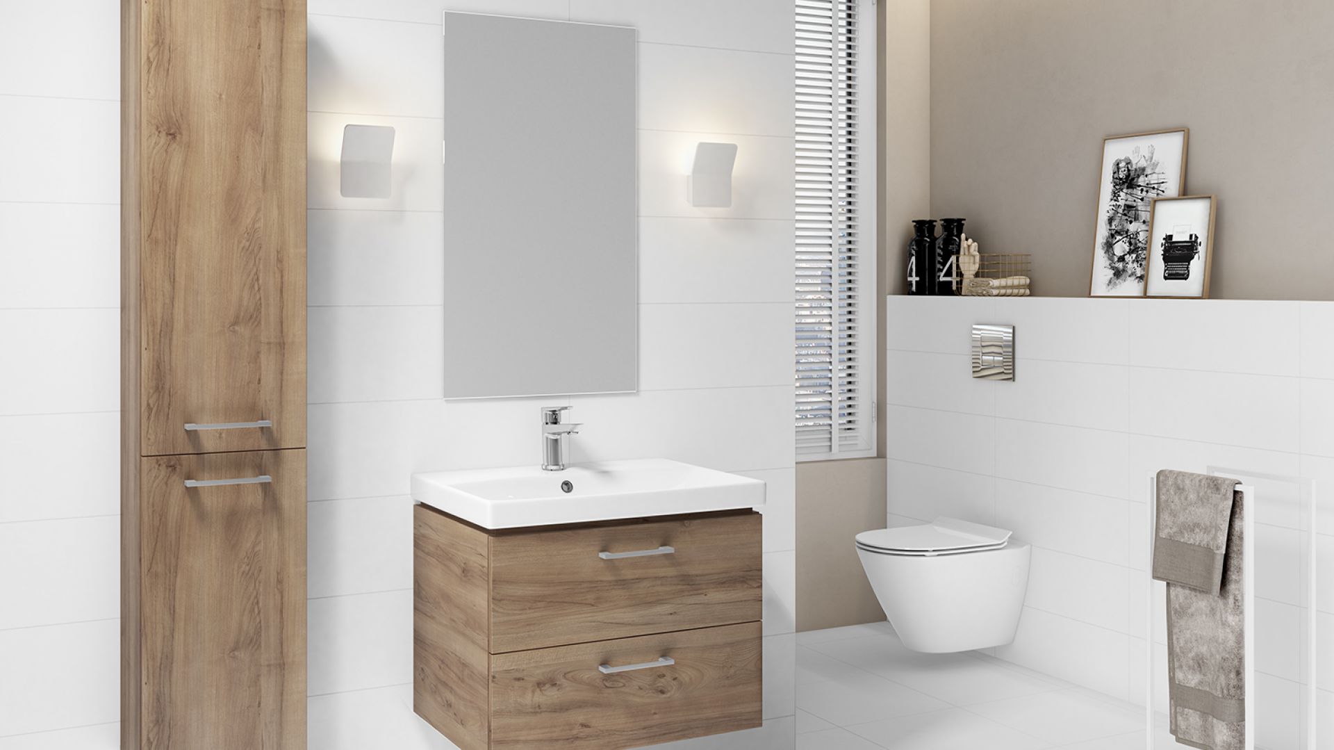 Modna łazienka - ponadczasowe połączenie drewna i bieli