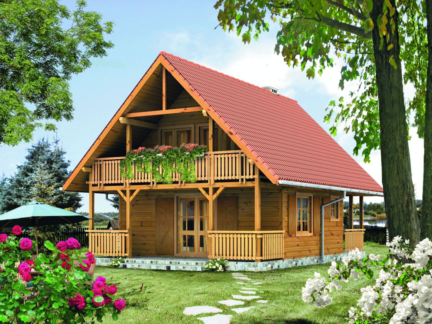 Zadaszony taras i balkon pozwolą cieszyć się wypoczynkiem na świeżym powietrzu. Projekt: arch. Tomasz Sobieszuk. Fot. Biuro Projektów MTM Styl