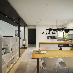 Pomysł na minimalistyczne wnętrze. Dom EX 18 G2 Energo Plus. Projekt arch. Artur Wójciak. Fot. Pracownia Projektowa Archipelag 