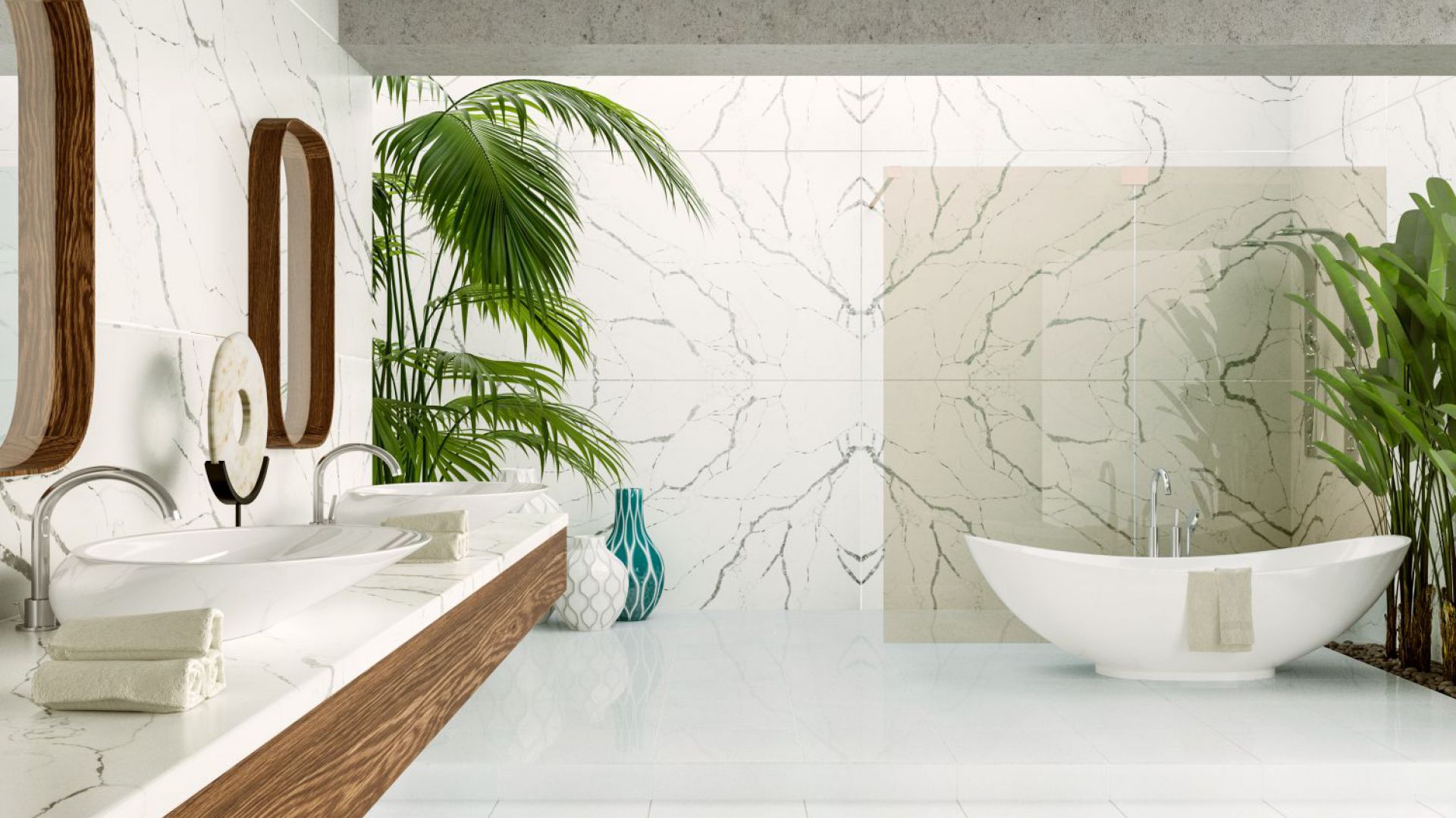 Konglomerat kwarcytowy Crystal Calacatta Silva. Fot. Technistone