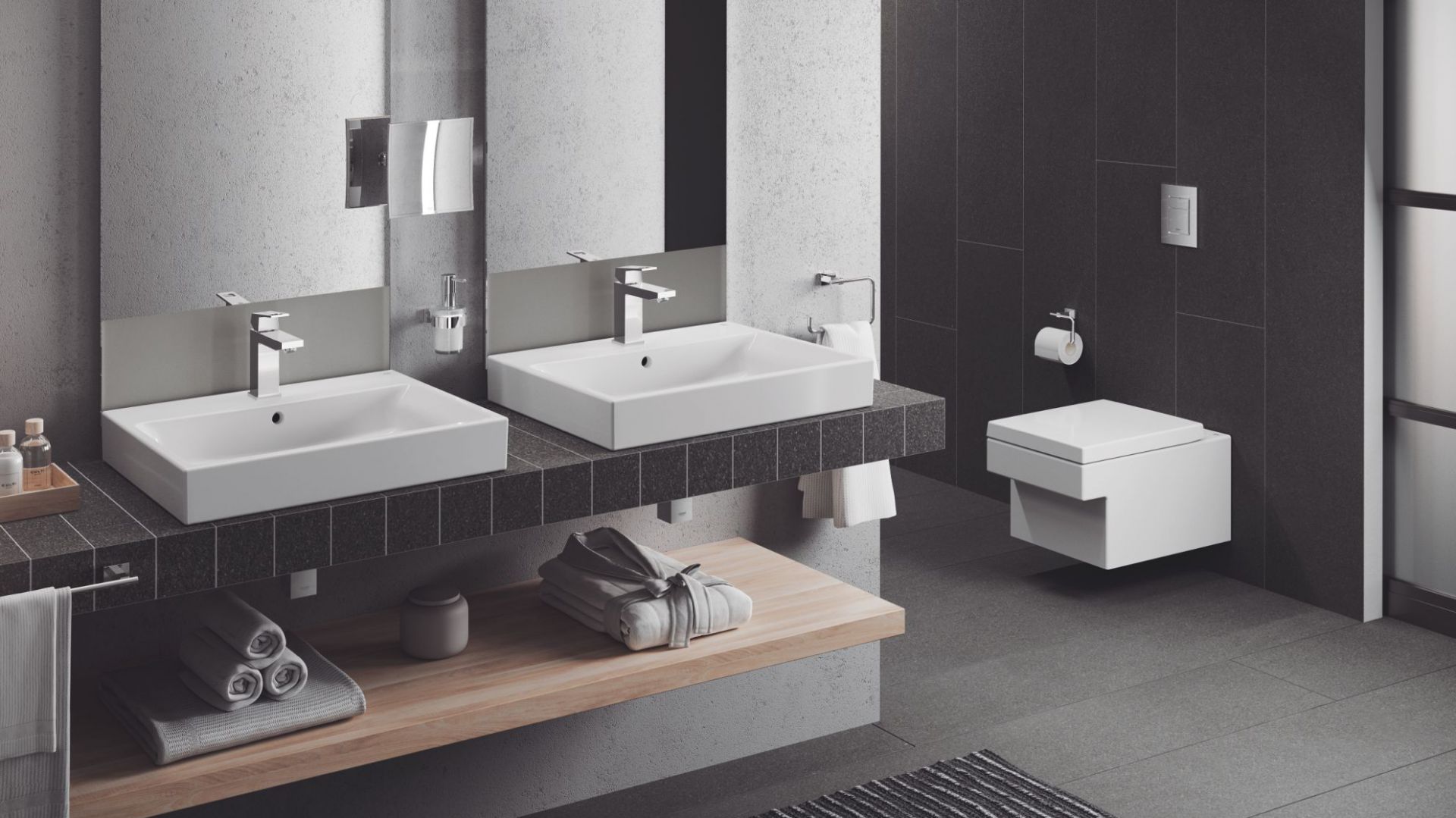 Grohe Cube Ceramic to połączenie minimalistycznego designu, prostych linii i klasycznych kształtów ze specjalistyczną wiedzą opartą o synergię z Lixil. Fot. Grohe