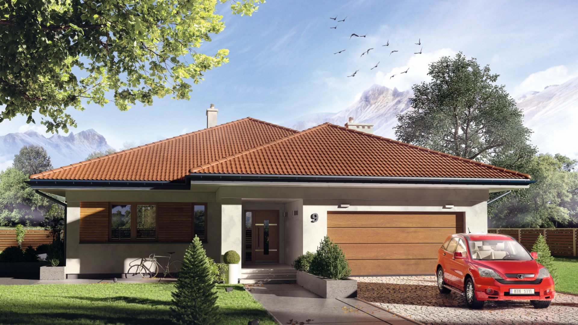 Projekt nowoczesnego domu idealnego dla 4-5-osobowej rodziny. W bryle budynku zaprojektowano dwustanowiskowy garaż. Dom Decyma 6. Projekt: arch. Tomasz Sobieszuk. Fot. Domy w Stylu