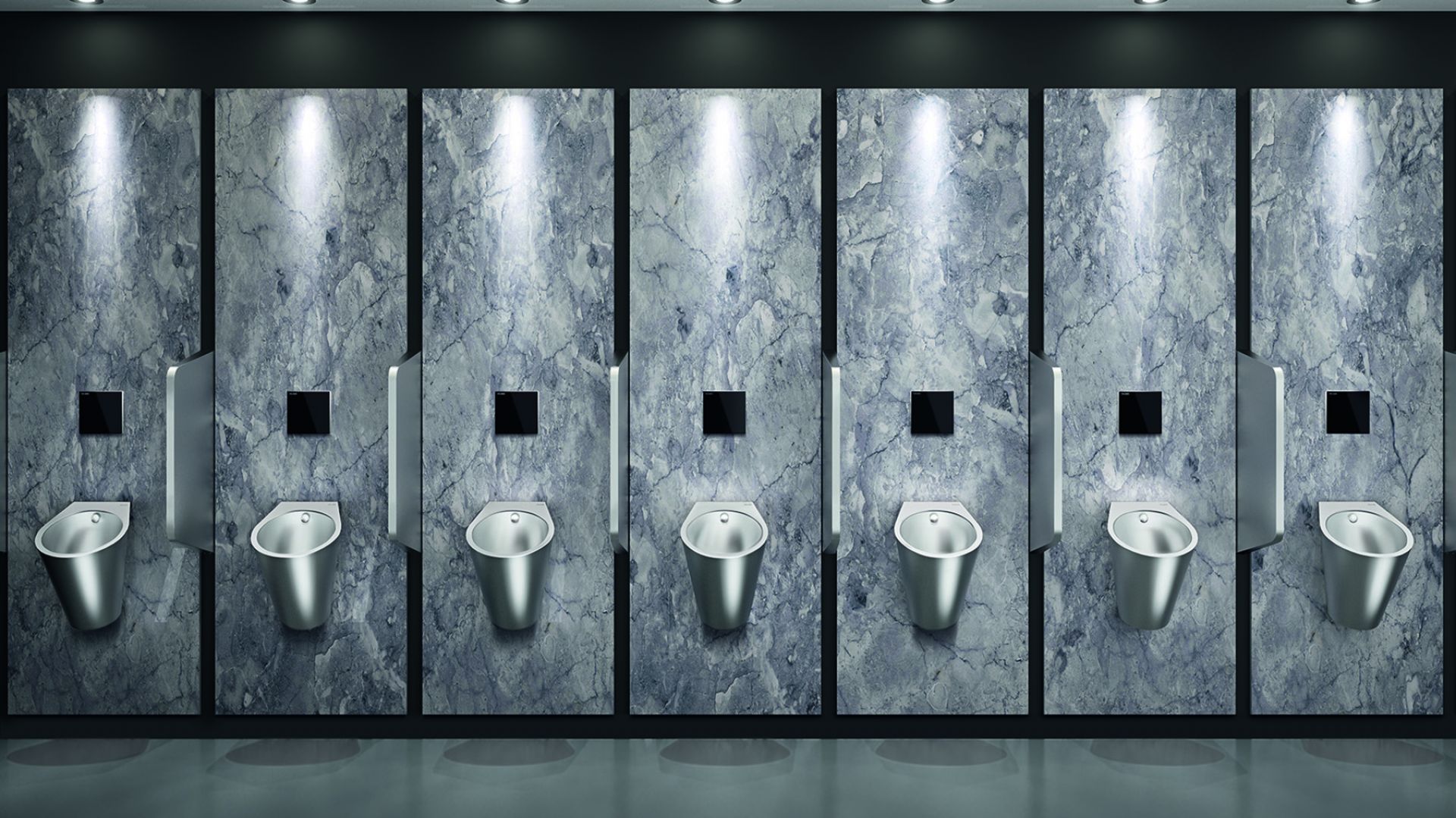 Pisuar design FINO ze stali nierdzewnej/Delabie. Produkt zgłoszony do konkursu Dobry Design 2019.