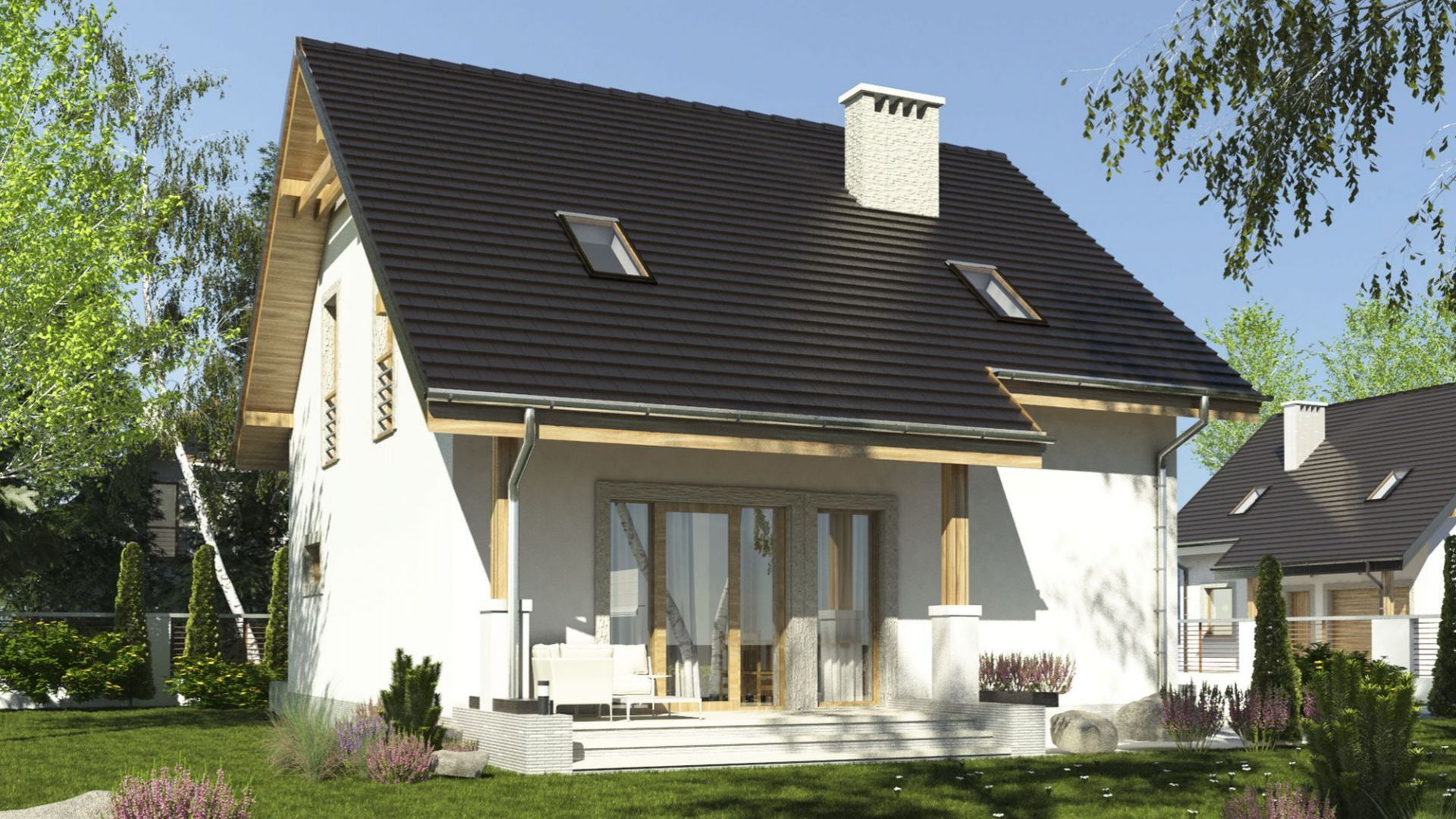Nowoczesne osiedla domków jednorodzinnych to atrakcyjna alternatywa dla życia w mieście. Na zdjęciu dom Turkawka II (A). Projekt: arch. Maja Klimowicz. Fot. Dom Dla Ciebie – Pracownia Projektowa Archeco