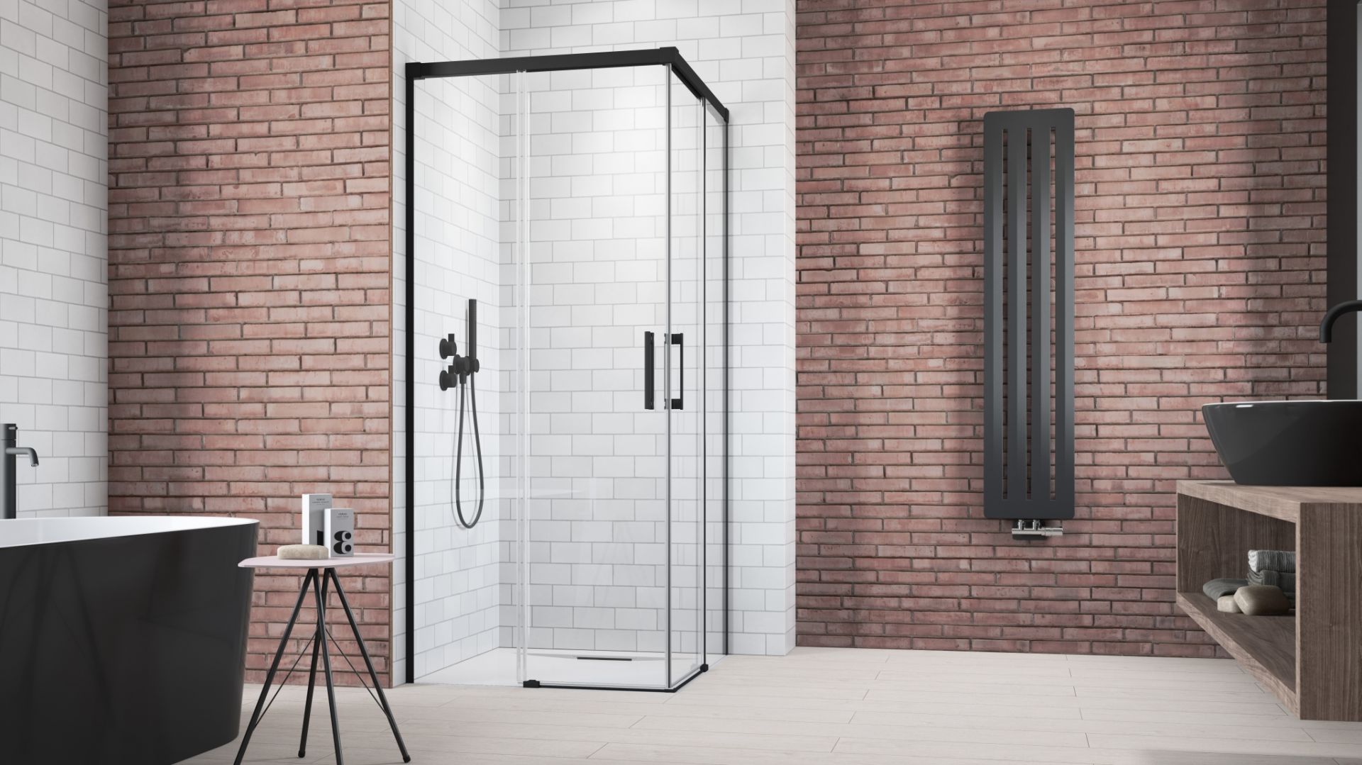 Idea KDD Black - narożna kabina/Radaway. Produkt zgłoszony do konkursu Dobry Design 2019.