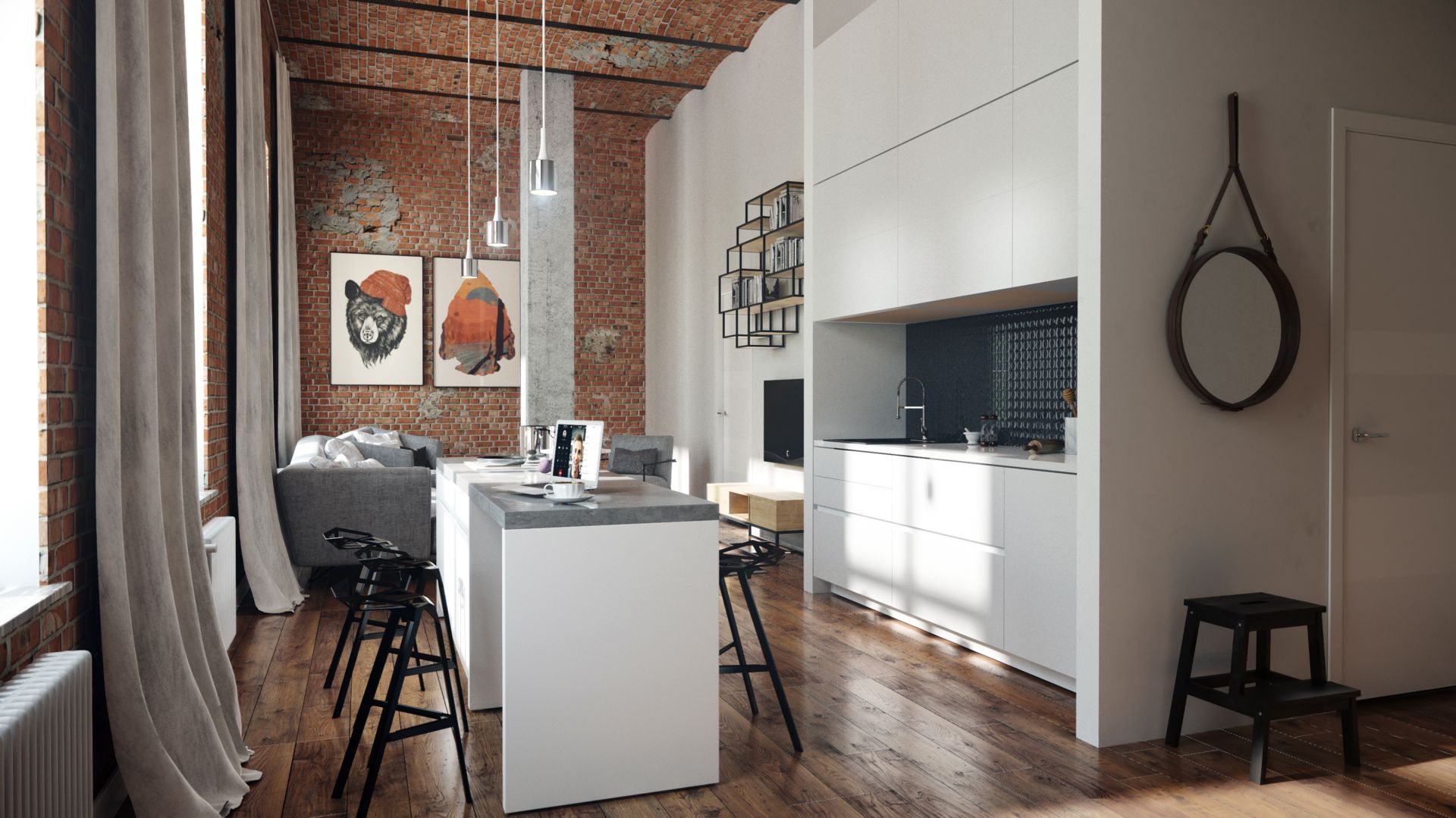 Kuchnia w stylu loft. Projekt i zdjęcia: Nowa Papiernia