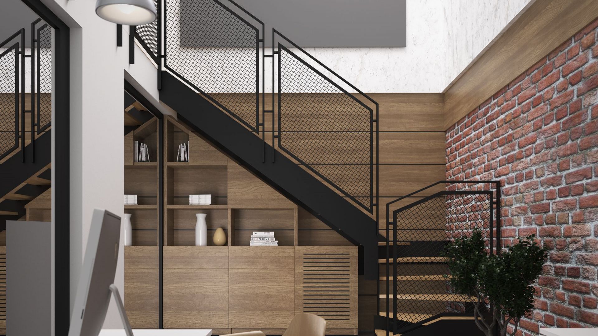 Schody Futura z balustradą Weld siatka. Konstrukcja metalowa w kolorze czarnym. Stopnie z mozaiki bukowej w kolorze natura. Cena – od 22,1 tys. zł brutto (w ramach promocji listopadowej). Fot. Rintal Polska