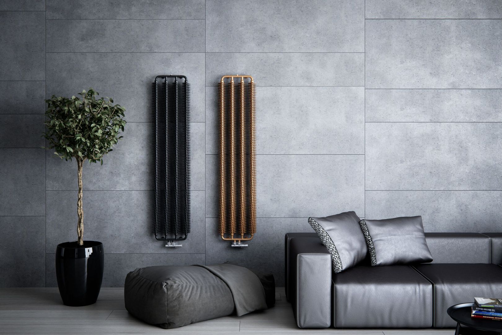 Utrzymany w industrialnym stylu loft grzejnik Ribbon V dostępny w wersji horyzontalnej i wertykalnej, wodnej i elektrycznej. Fot.Terma