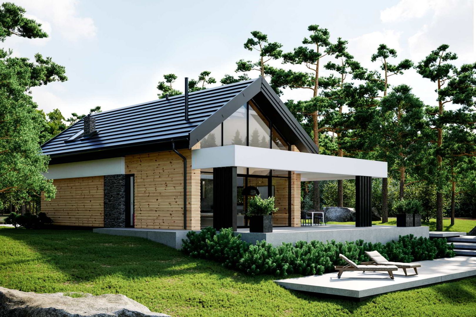 HomeKONCEPT 66 to komfortowy dom rekreacyjny o powierzchni użytkowej 106,62 m2, zaprojektowany w nowoczesnej stylistyce. Projekt i zdjęcia: HomeKONCEPT
