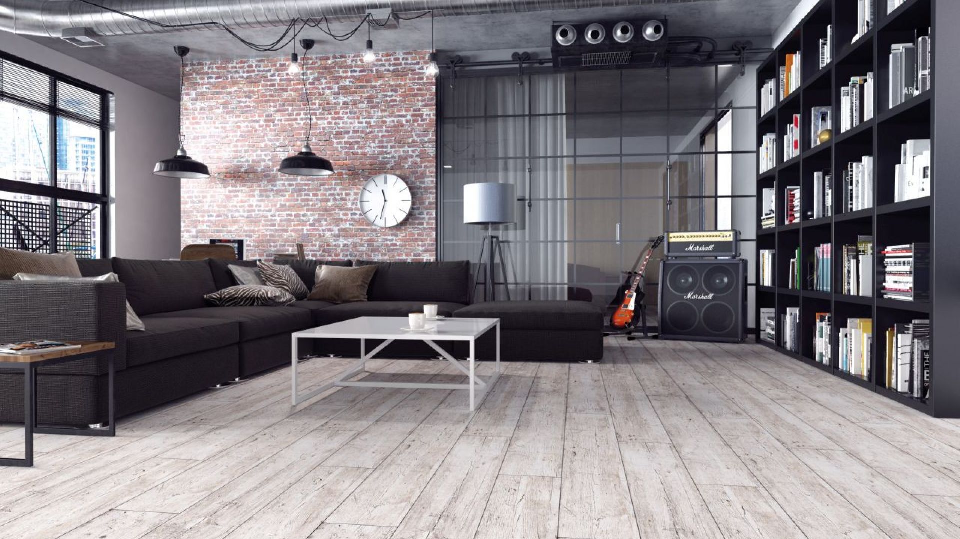Motyw przewodni - styl industrialny. Panele Expert 4V Dab Kostaryka. Fot. Classen