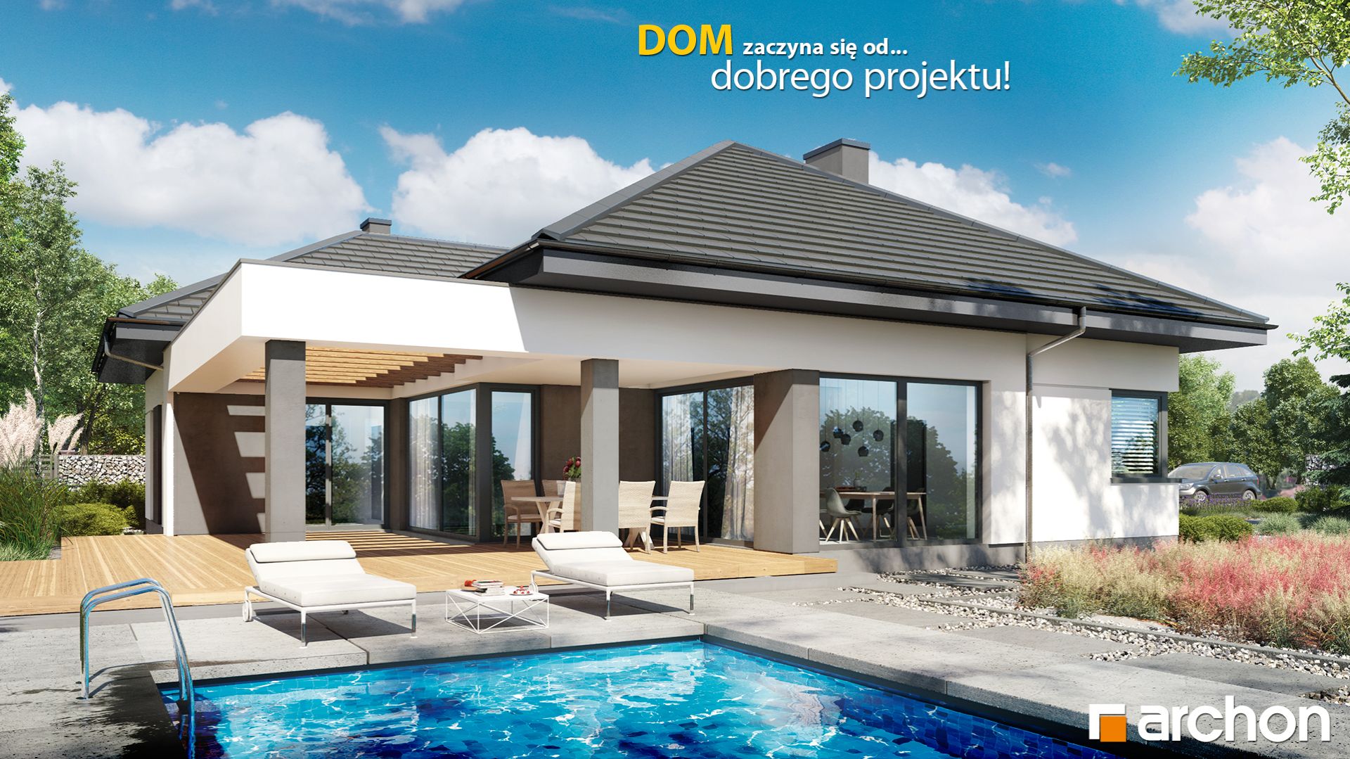 Nowoczesna parterówka „Dom w przebiśniegach 4”. Fot: Biuro Projektów ARCHON+