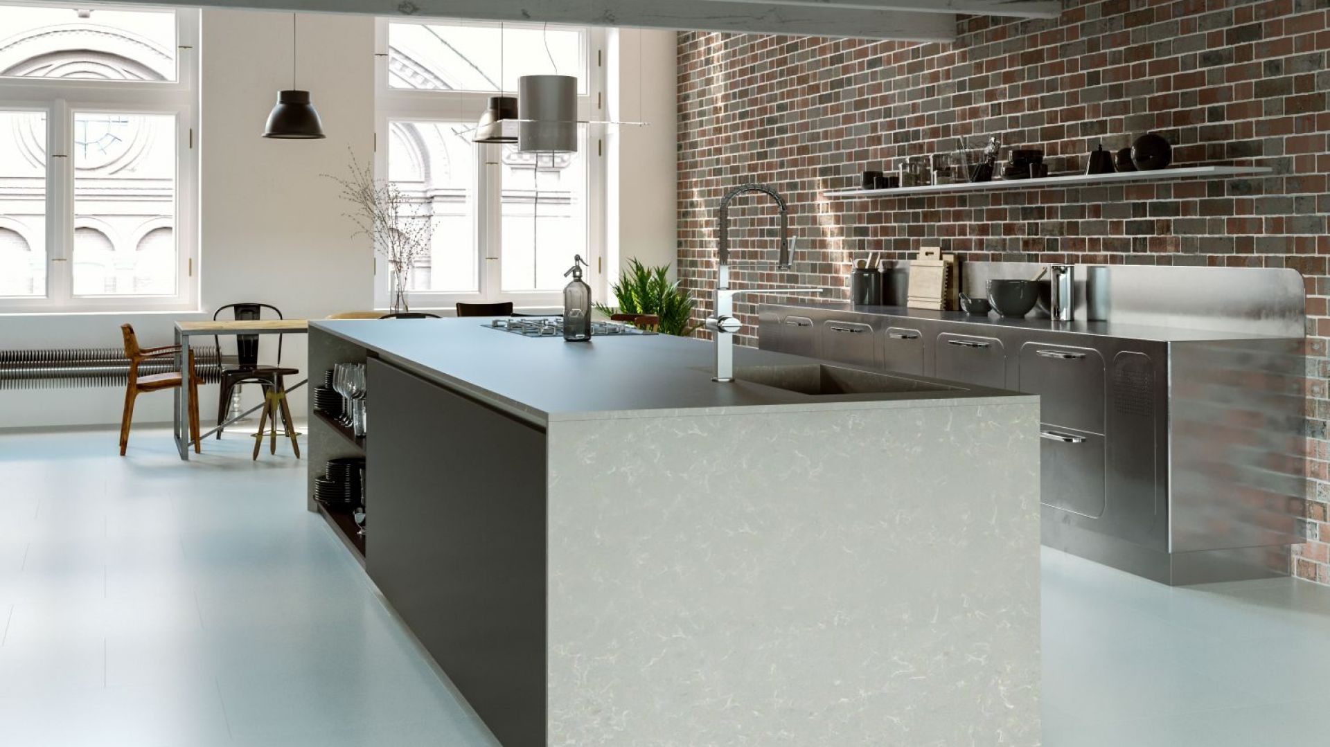 Konglomerat kwarcytowy Noble Pro Storm. Fot. TechniStone