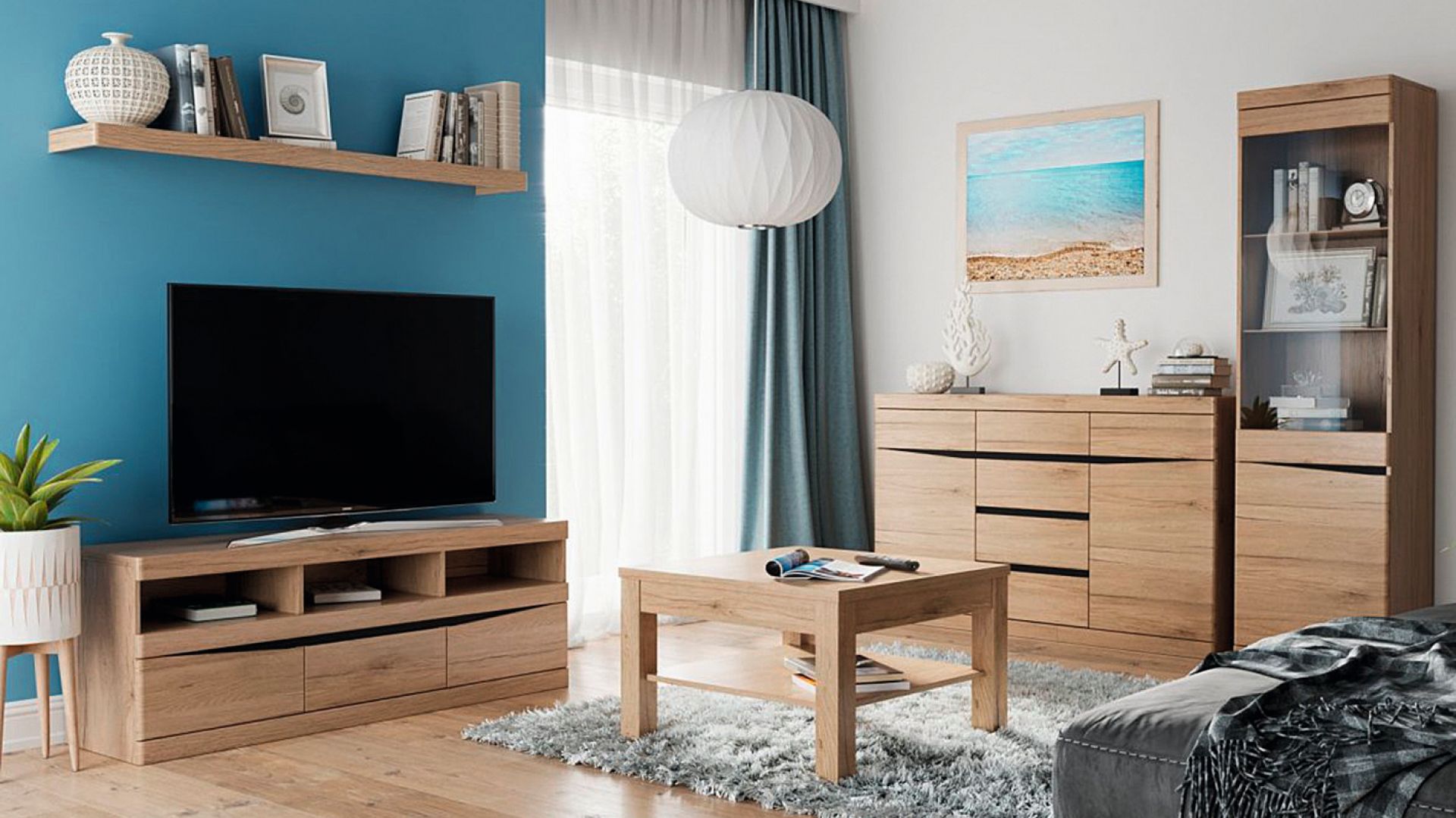 Nieduży stolik Summer w kolorze San Remo, inspirowany naturalnym drewnem, będzie idealnym meblem do niewielkich mieszkań. Zaletą stolika jest praktyczna półka znajdująca się pod blatem. Fot. Meble Wójcik