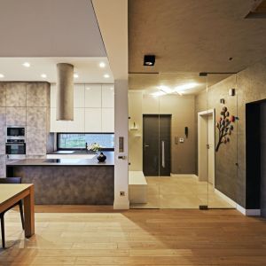 Pan domu lubi gotować – w salonie właściciele często podejmują więc gości. Projekt: Kaza Interior Design. Fot. Dekorian Home