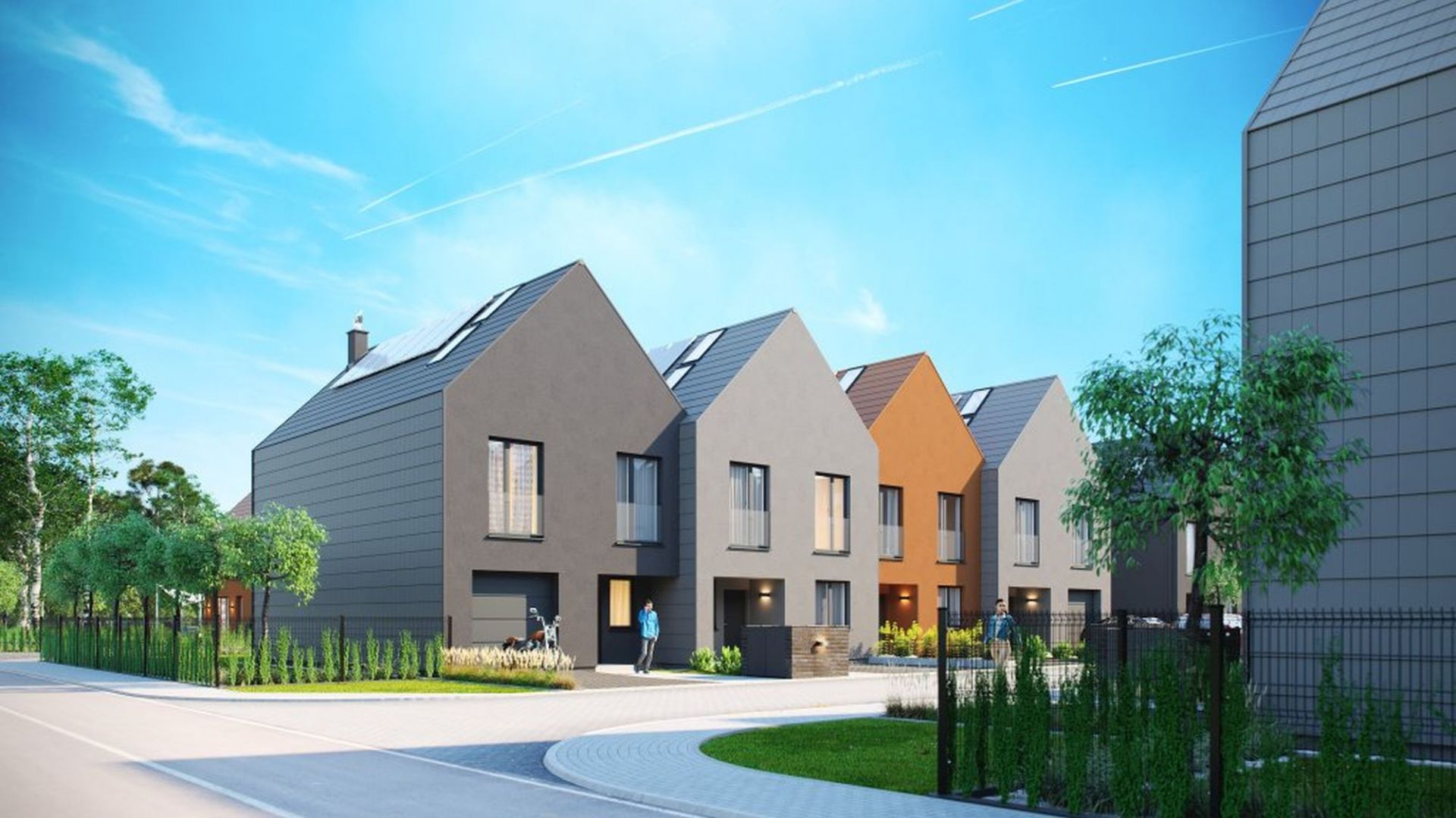 e4 Kampinoska to zespół domów w zabudowie szeregowej. Wizualizacja: Ostoja Development