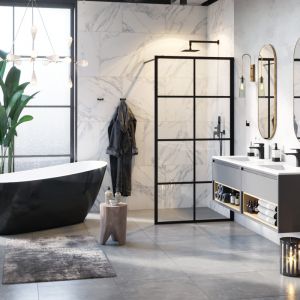 Kabina prysznicowa typu walk-in Fabrika dostępna w ofercie firmy Excellent. Fot. Excellent