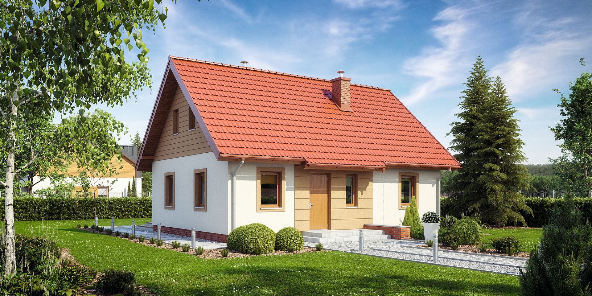 Zwarta bryła budynku, pokryta dwuspadowym dachem zawsze korzystnie wpływa na koszt budowy oraz późniejszą eksploatację. Projekt: TK88. Fot. Architeka