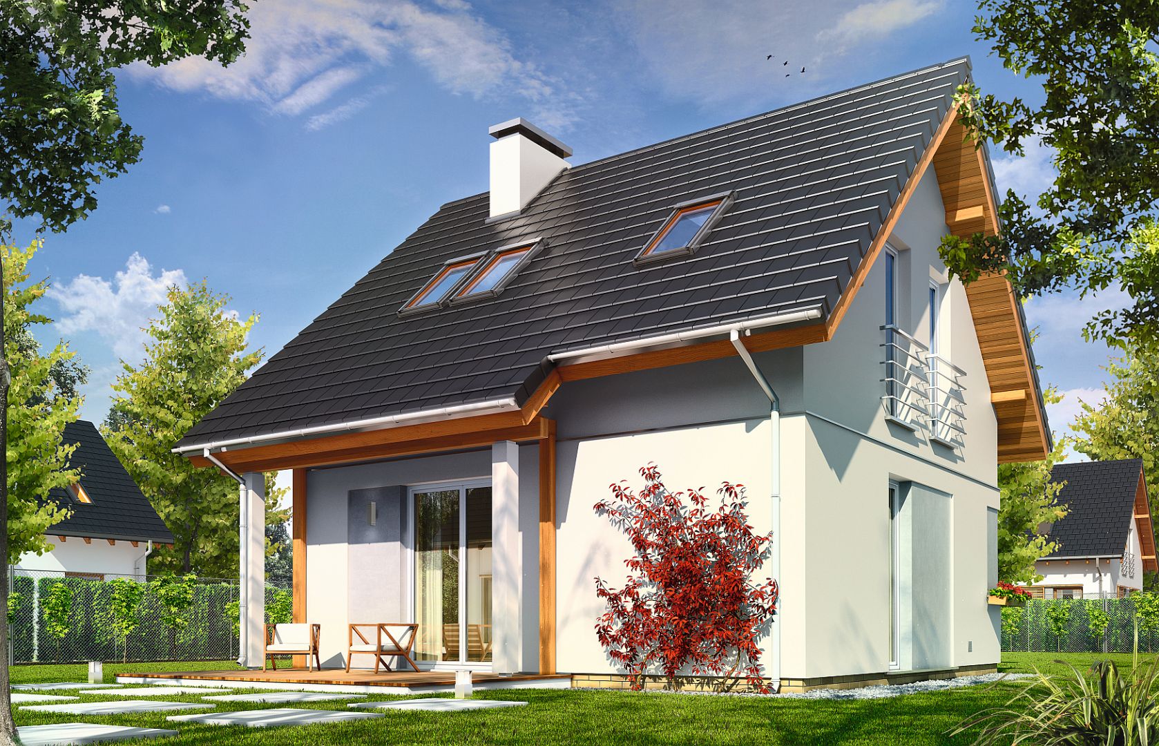 Nawet na 62 m kw. powierzchni użytkowej domu można zmieścić pełnoprawne czteropokojowe mieszkanie. Projekt: Mikrus. Fot. MG Projekt