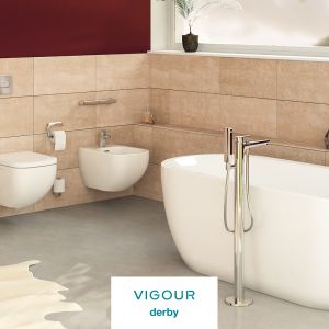 Całościowa aranżacja łazienki z VIGOUR derby. Produkt zgłoszony do konkursu Dobry Design 2020.