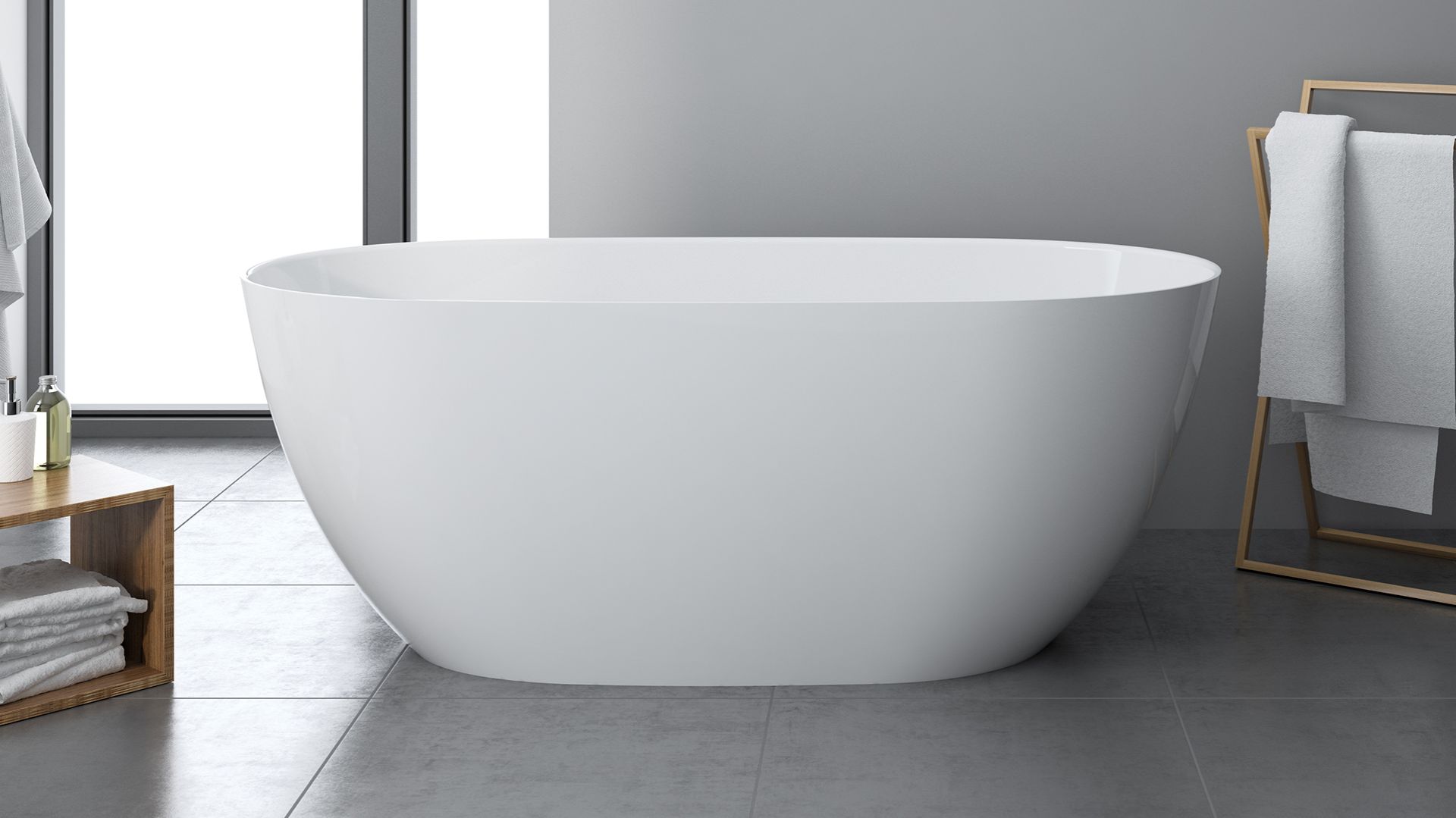 Wanna wolnostojąca 160x74 Sanitaone z konglomeratu. Produkt zgłoszony do konkursu Dobry Design 2020.
