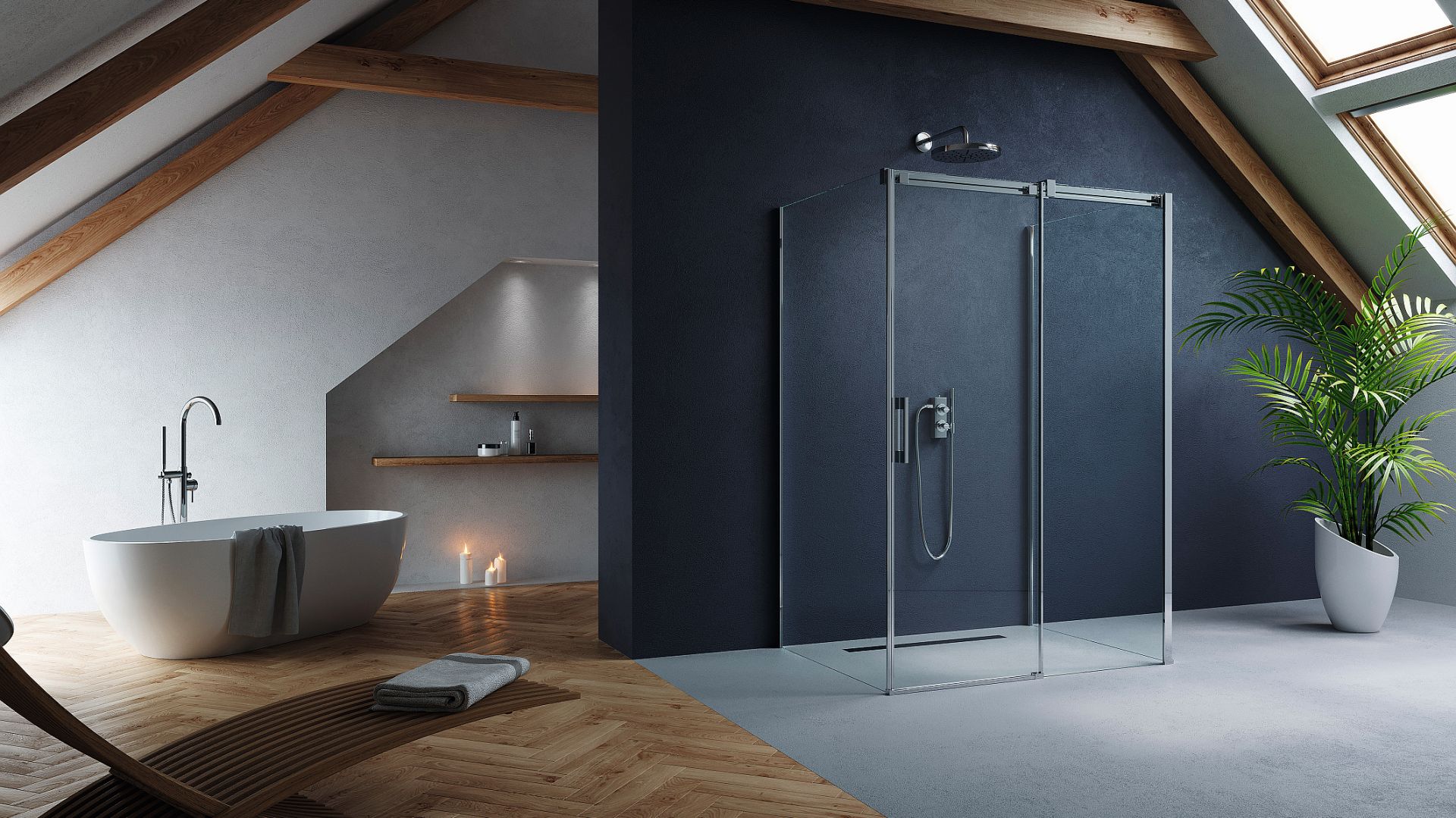 ESPERA KDJ - to wynik designerskiego połączenia szkła z eleganckimi chromowanymi detalami. Przestronna kabina dla osób ceniących dobry design, które preferują geometryczne formy składające się w proporcjonalną całość. Radaway, www.radaway.pl