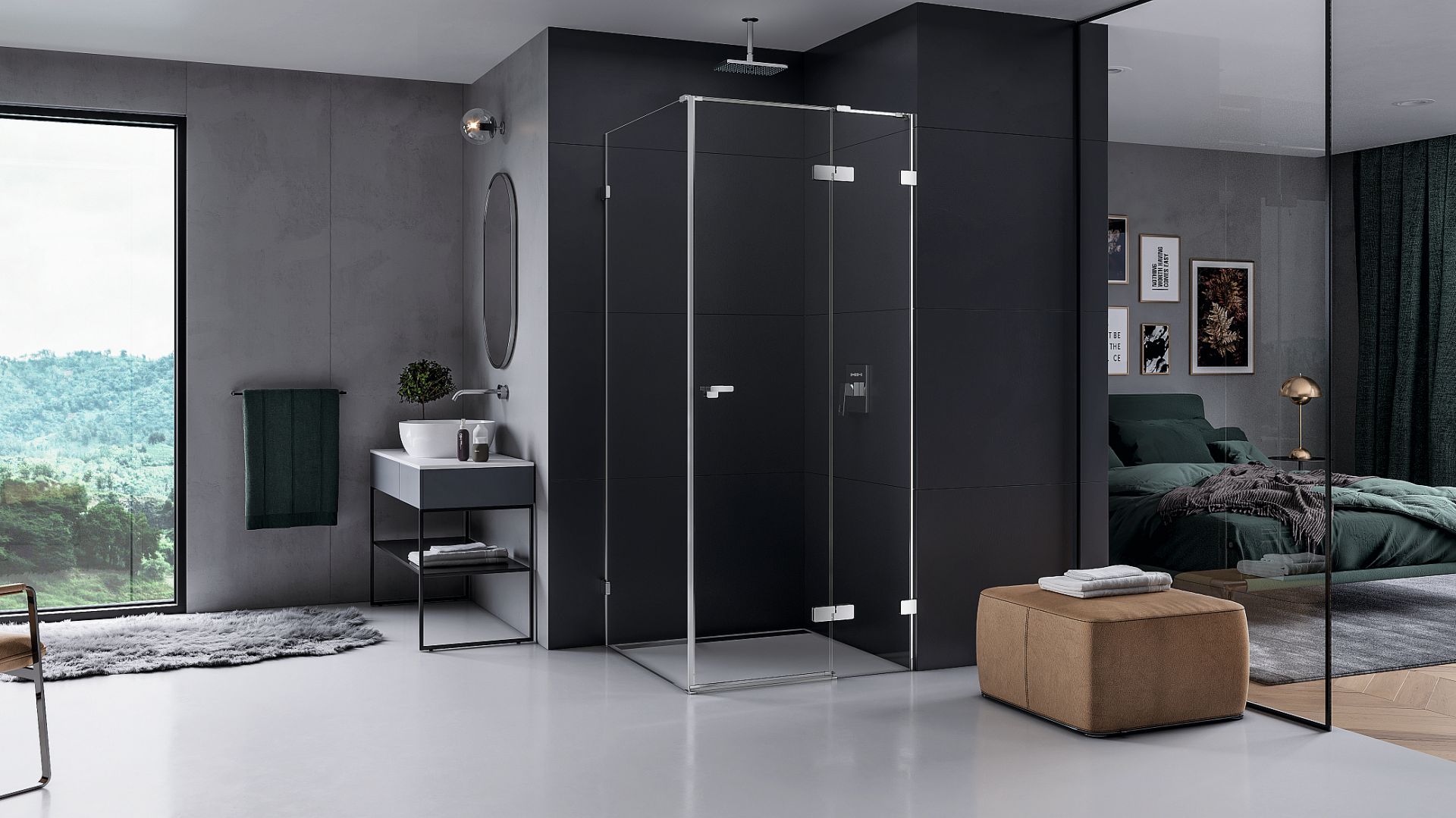 EVENTA – zaprojektowana przez Łukasza Paszkowskiego kabina narożna o wym. 90x90 cm łączy w sobie elegancki minimalizm z niezwykłym komfortem użytkowania. Fot. New Trendy