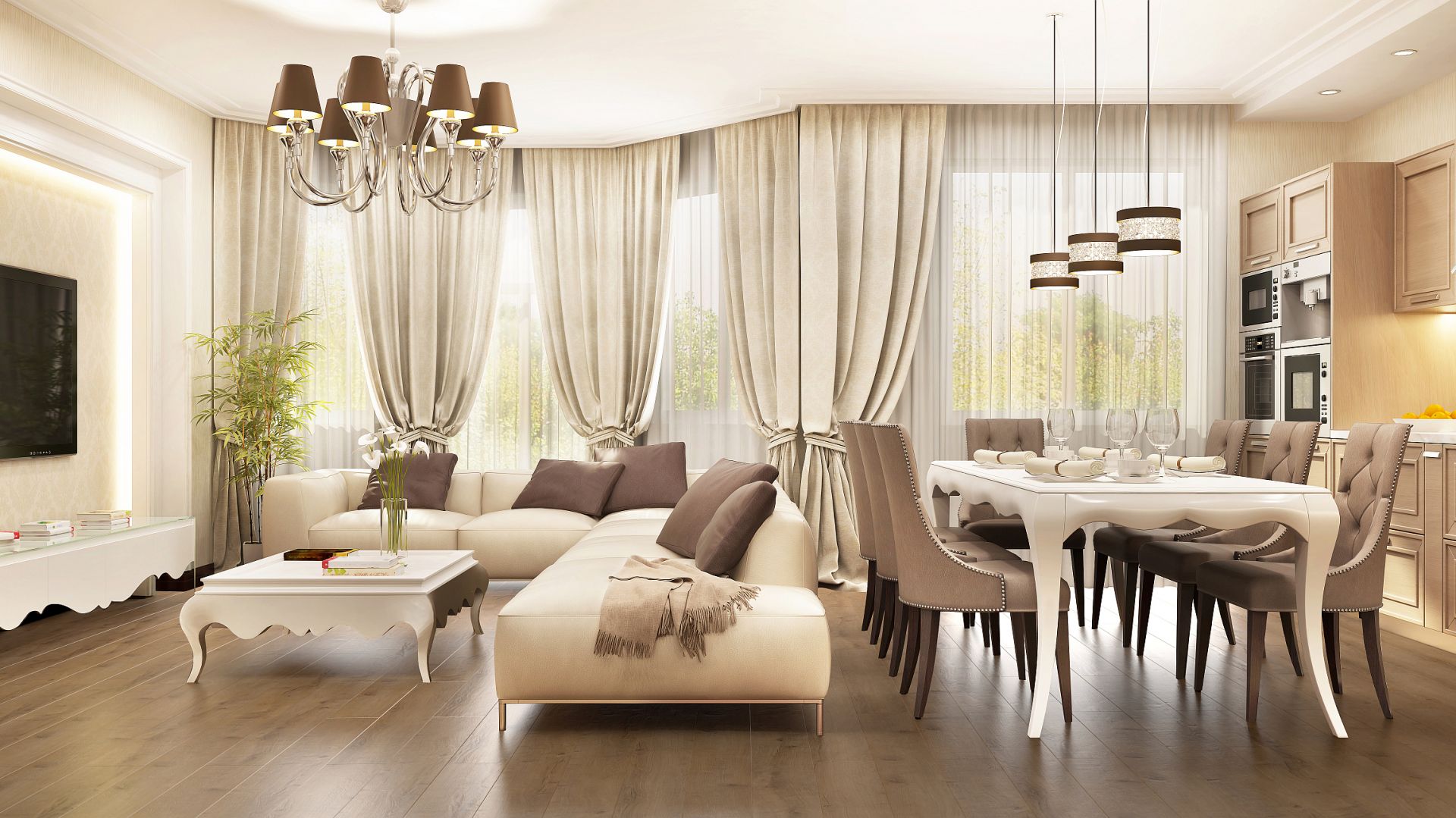 Aranżacje art déco cechuje elegancki wygląd. W jego osiągnięciu pomagają panele podłogowe Villa 4V Dąb Peoria. Fot. RuckZuck