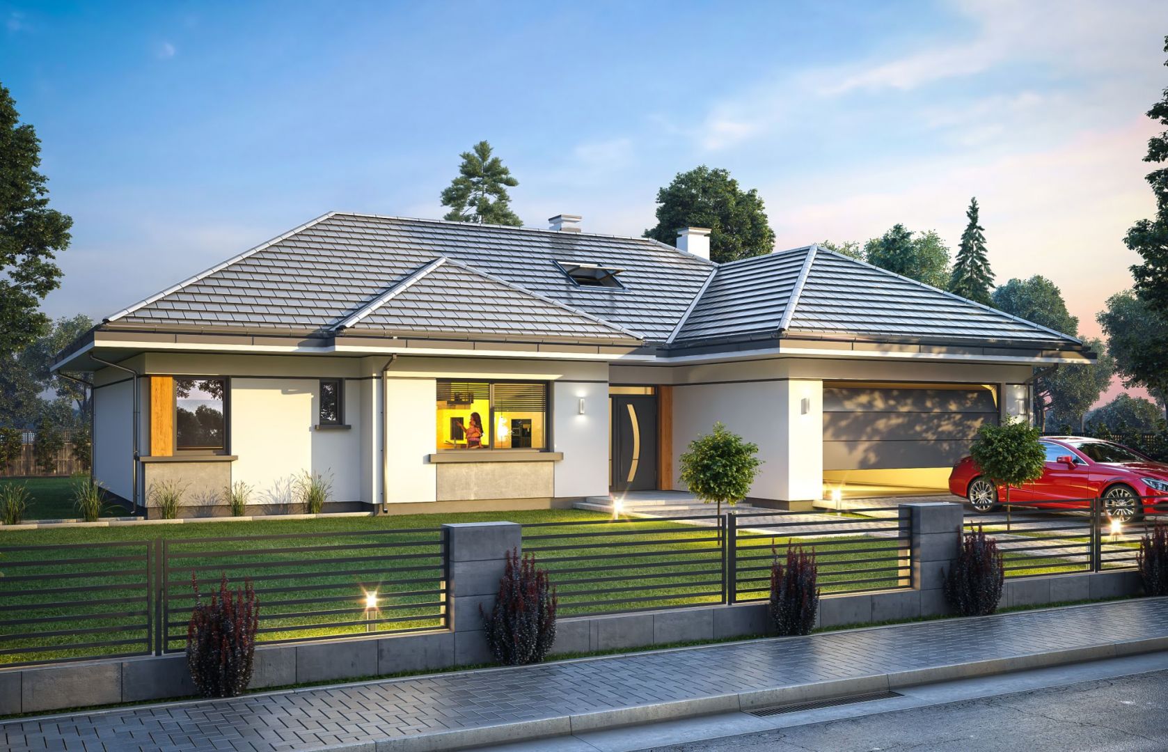 Architektura budynku jest nowoczesna, a zarazem powściągliwa w formie i logiczna. Dom Willa parterowa 2. Projekt: arch. Michał Gąsiorowski. Fot. MG Projekt