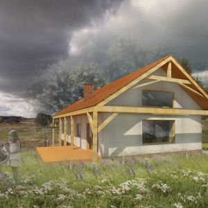 Dom naturalny w technologii strawabale - konstrukcja drewniana wypełniona słomą. Fot. eKodama