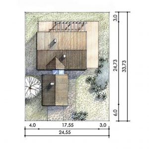 Usytuowanie domu na działce. Dom N11 – z sypialnią na antresoli. Projekt: arch. Sylwia Strzelecka. Fot. S&O Projekty Sylwii Strzeleckiej