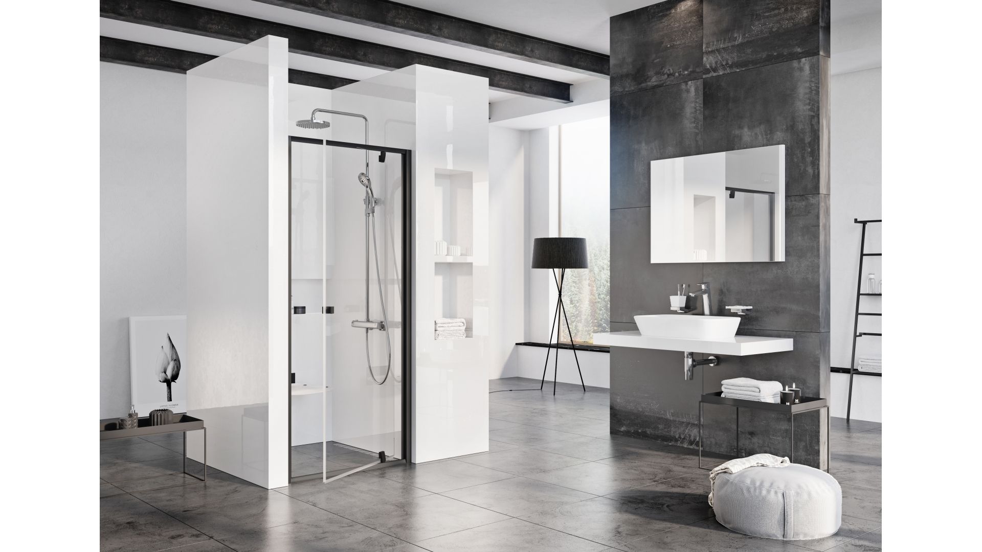 Pivot - kabiny i drzwi prysznicowe/Ravak Polska. Produkt zgłoszony do konkursu Dobry Design 2020.