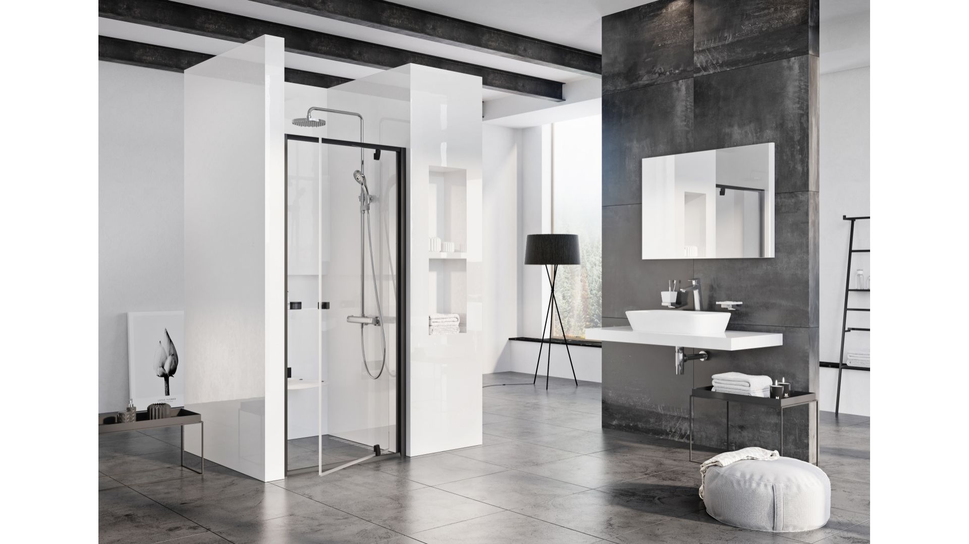 Pivot - kabiny i drzwi prysznicowe/Ravak Polska. Produkt zgłoszony do konkursu Dobry Design 2020.