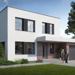 Dom typu L – technologia Buszrem – ściany prefabrykowane z betonu keramzytowego. Fot. Buszrem