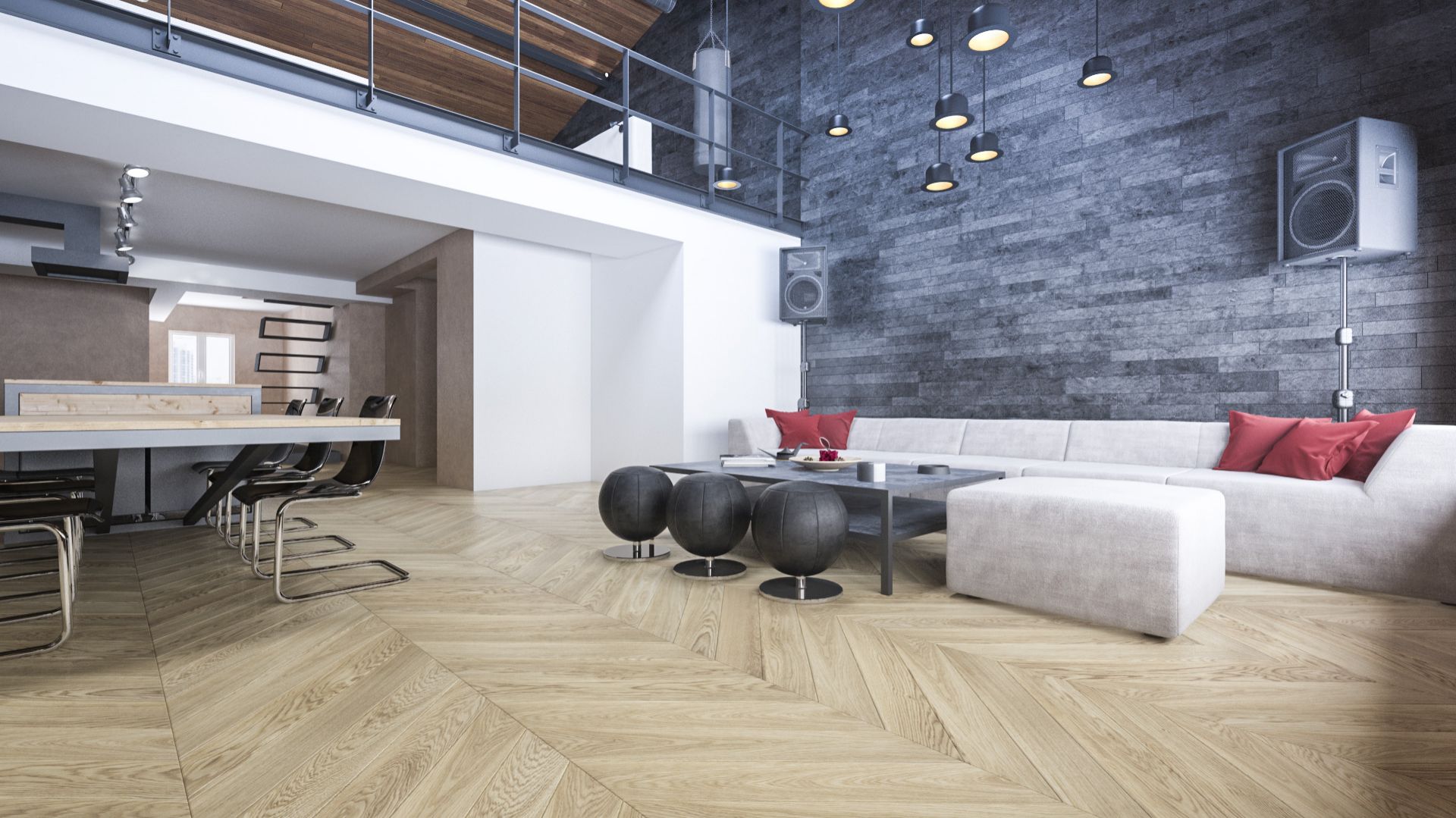 FertigDeska Chevron Dąb Color Alabastro/Jawor-Parkiet. Produkt zgłoszony do konkursu Dobry Design 2020.