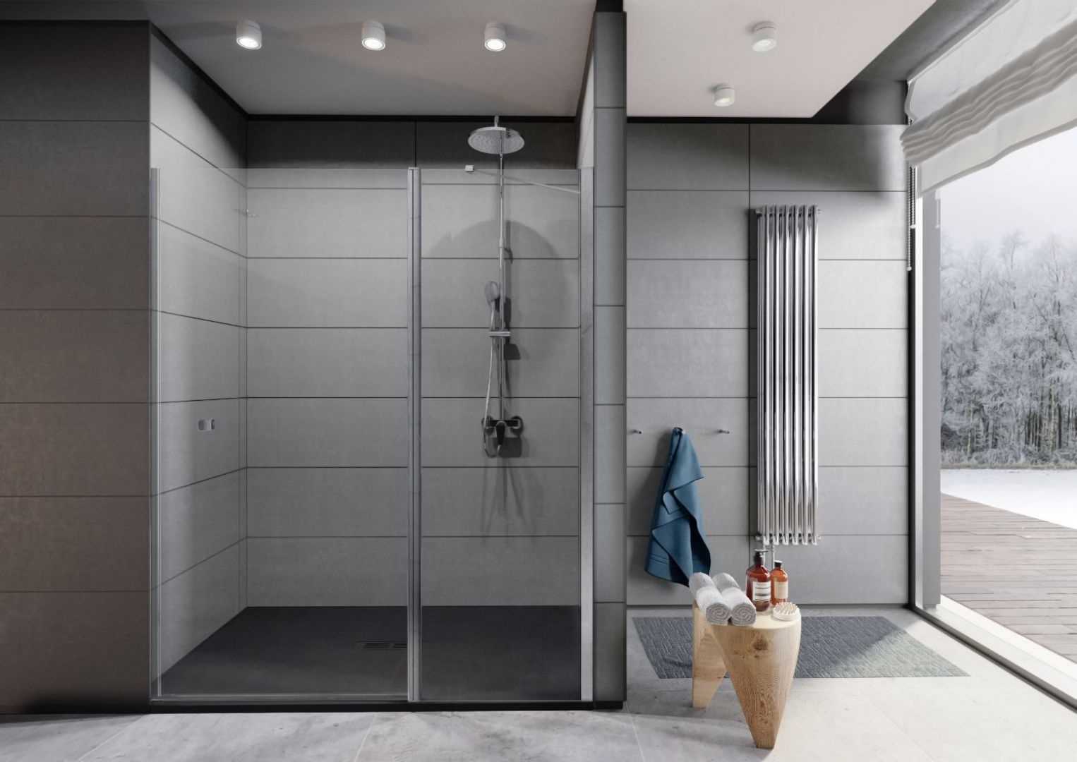W serii Capital składane drzwi do wnęki prysznicowej, ze szkła 6 mm z powłoką MaxiClean. Fot. Roca