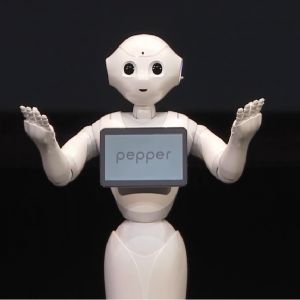 Roboty o nazwie Pepper firmy  SoftBank mają ponad metr wysokości, a dzięki wyposażeniu w laserowe czujniki są w stanie rozpoznać emocje na podstawie wyrazu twarzy.Fot. www.softbank.jp