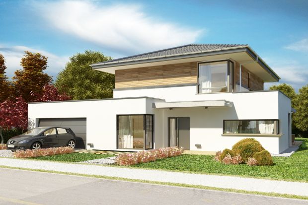 Projekt piętrowego domu AJR 27 przeznaczony jest dla 4-6-osobowej rodziny. Bryłę budynku wyróżnia wielospadowy dach z nadwieszonymi okapami, charakterystyczny podział elewacji (drewniana i otynkowana) oraz narożne okna.